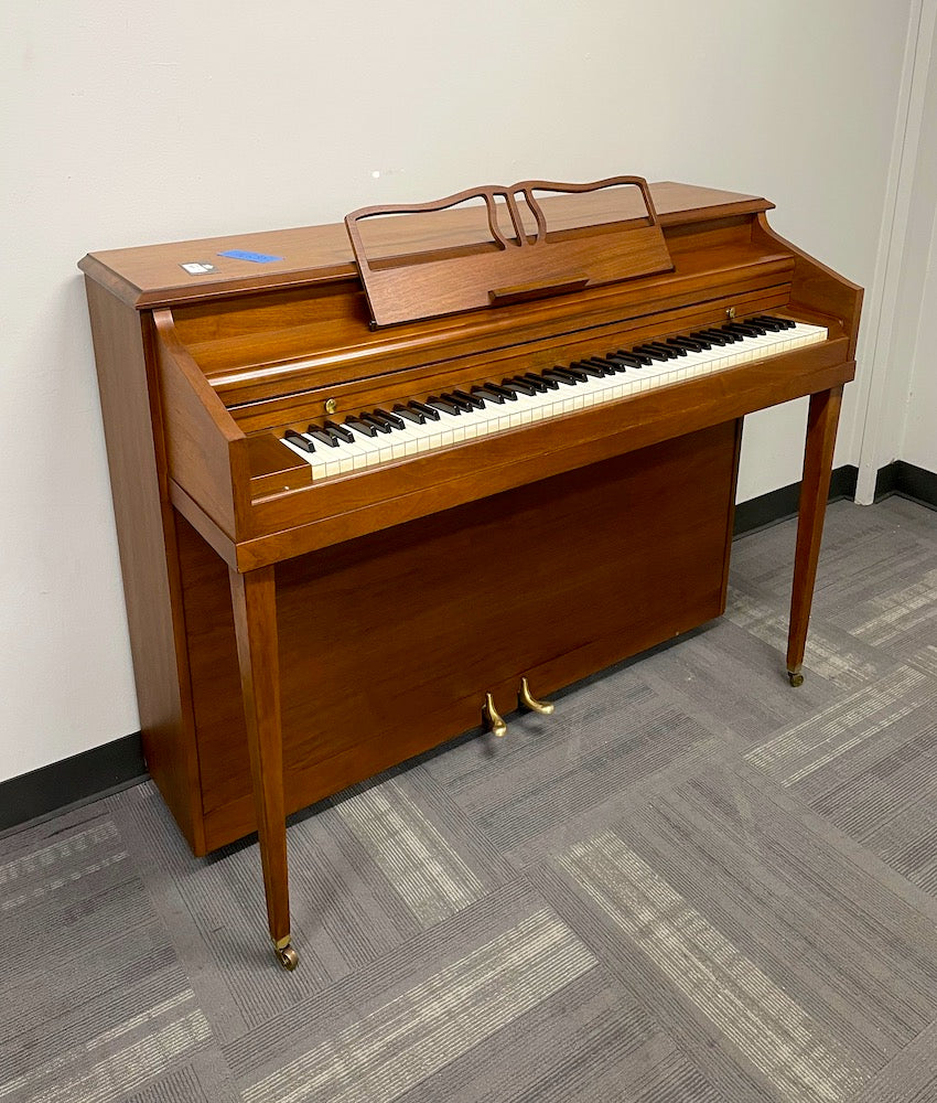 Sherman Clay Aldrich Console Piano - Satin Oak Finish | Elegant Upright Piano for Home, Studio & Performance