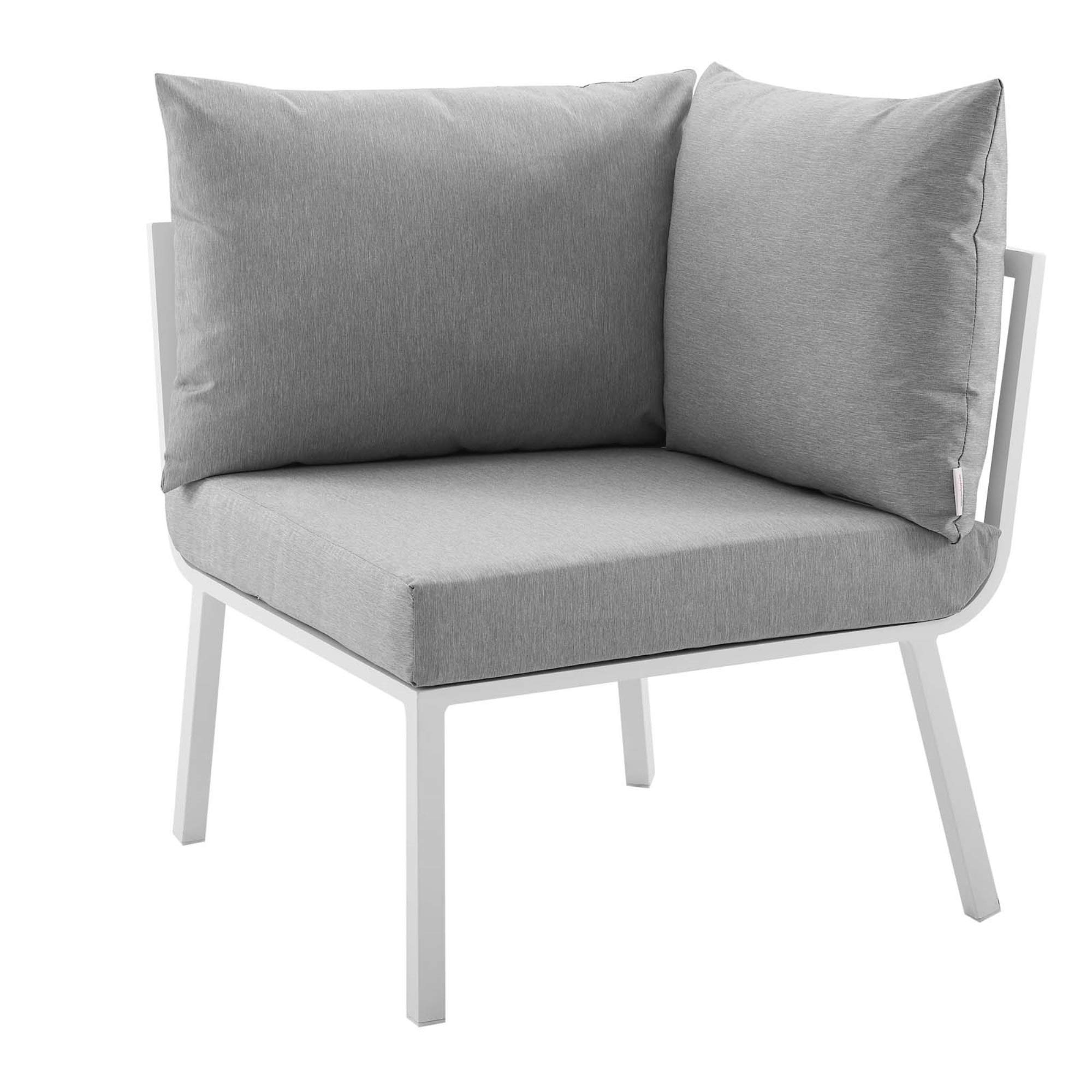 Ergode Riverside Outdoor Patio Aluminum Corner Chair - Coastal Design with All-Weather Cushions & Powder-Coated Frame - Perfect for Poolside, Beach House, or Backyard Relaxation