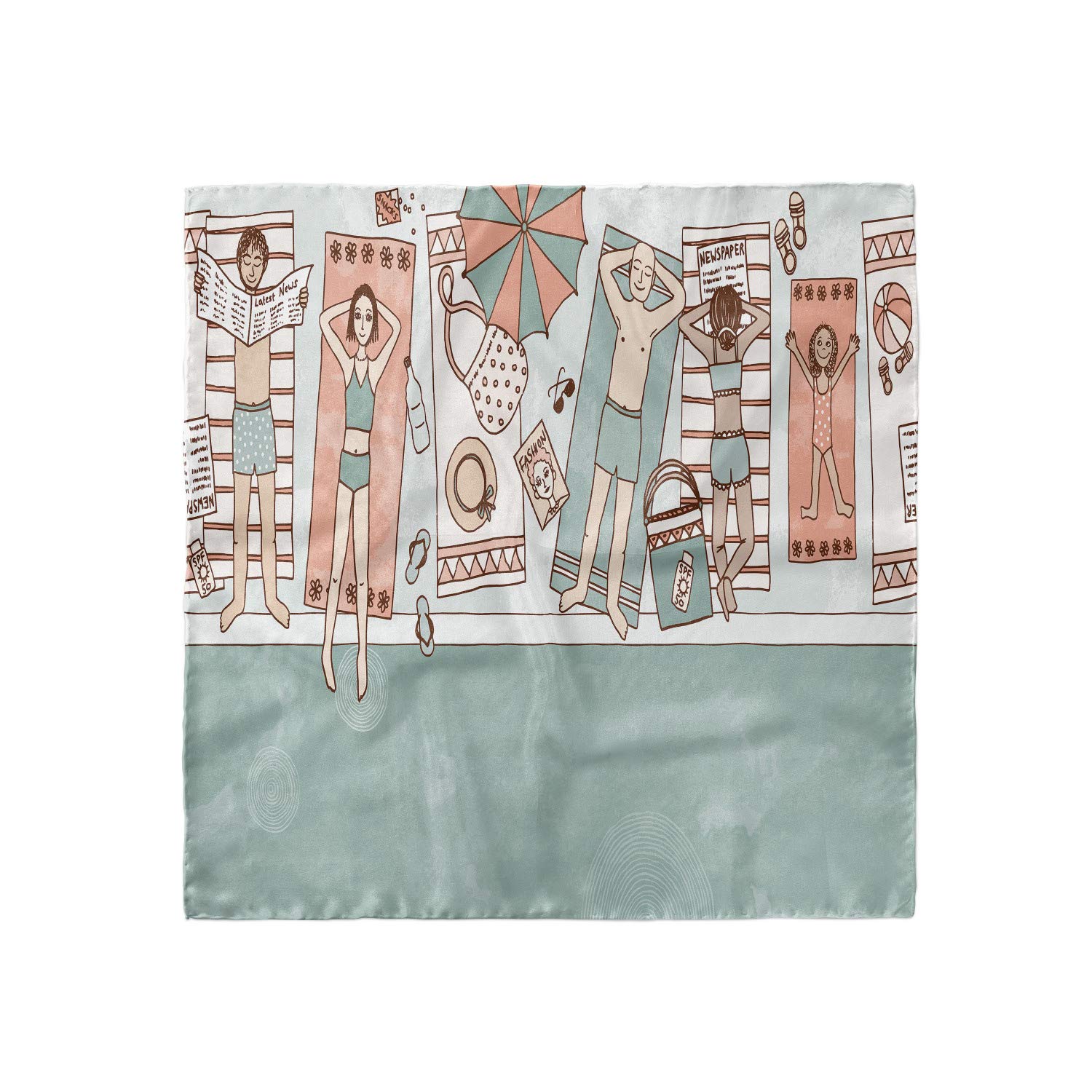 Ambesonne Summer Hair Scarf - Stylish Head Wrap with Poolside Sunbathing Print | Perfect for Beach, Vacation & Summer Fashion Accessories