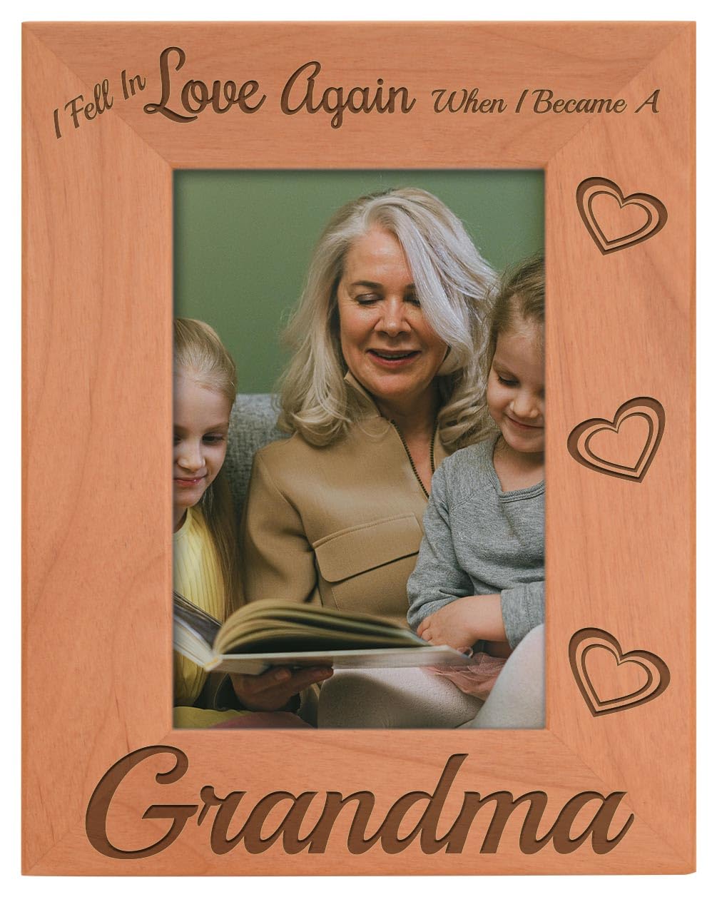 Personalized Natural Wood Engraved 4x6 Portrait Picture Frame - Heartwarming Gift for Grandma, Mother's Day, Anniversary - Perfect for Home Decor, Nursery, Living Room Display