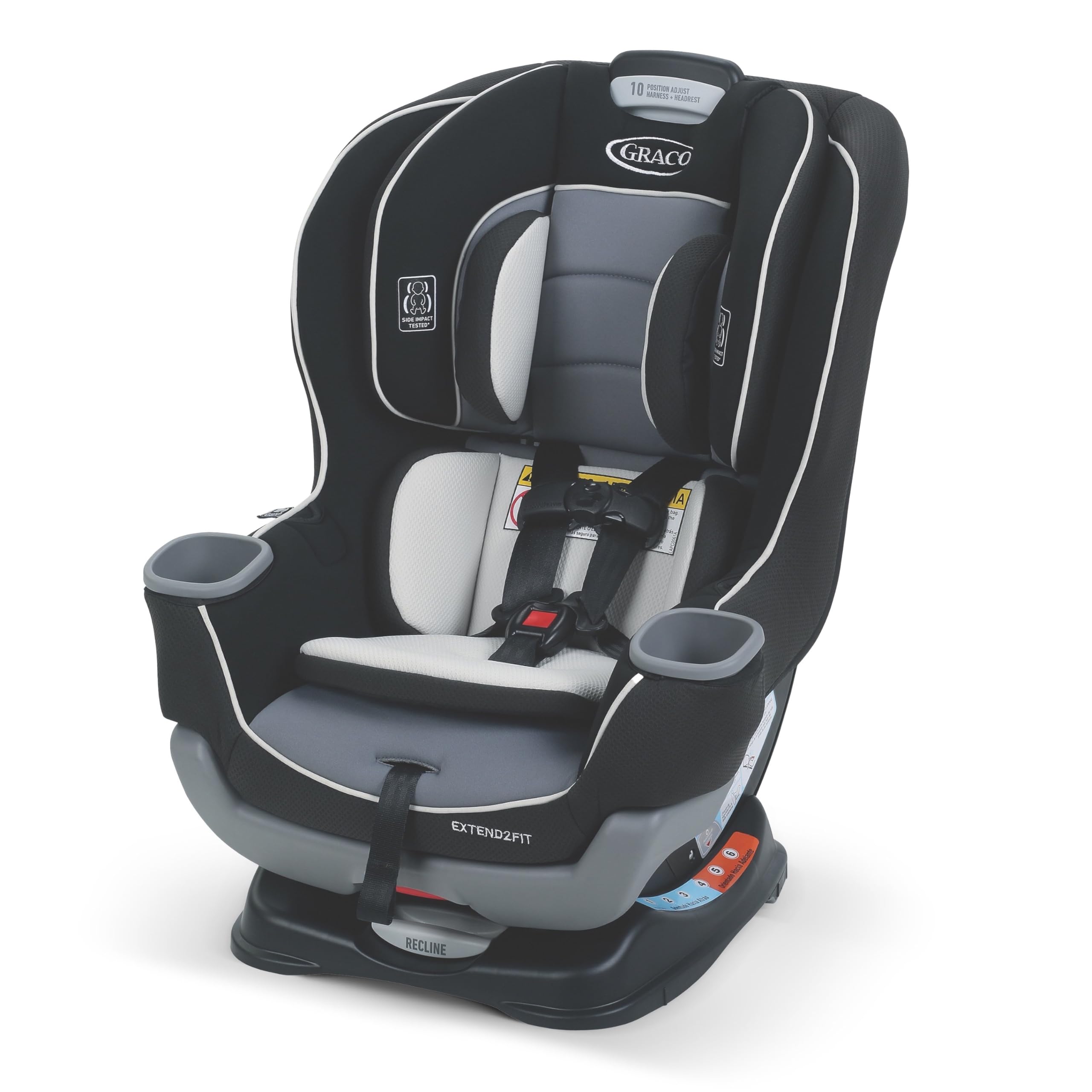 Graco Extend2Fit Convertible Car Seat for Baby & Toddler - Rear & Forward Facing with Adjustable Legroom Extension Panel - Gotham Design - Perfect for Long Road Trips & Everyday Commuting