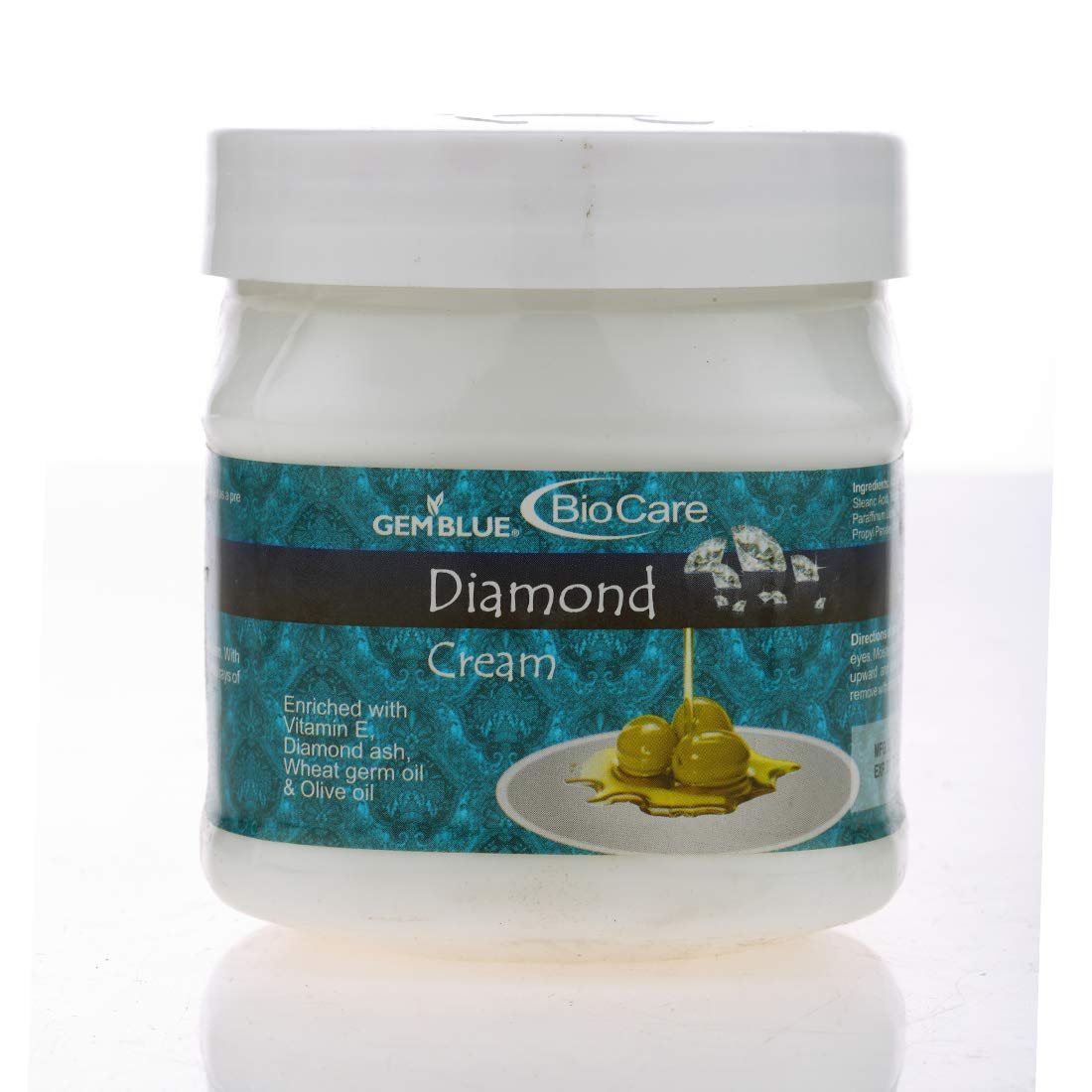 GEMBLUE BioCare Diamond Body and Face Cream with Vitamin E, Diamond Ash, Wheat Germ Oil & Olive Oil - 500ml Hydrating Moisturizer for Dry Skin, Anti-Aging & Night Care - Perfect for Daily Skincare Routine & Spa Treatments