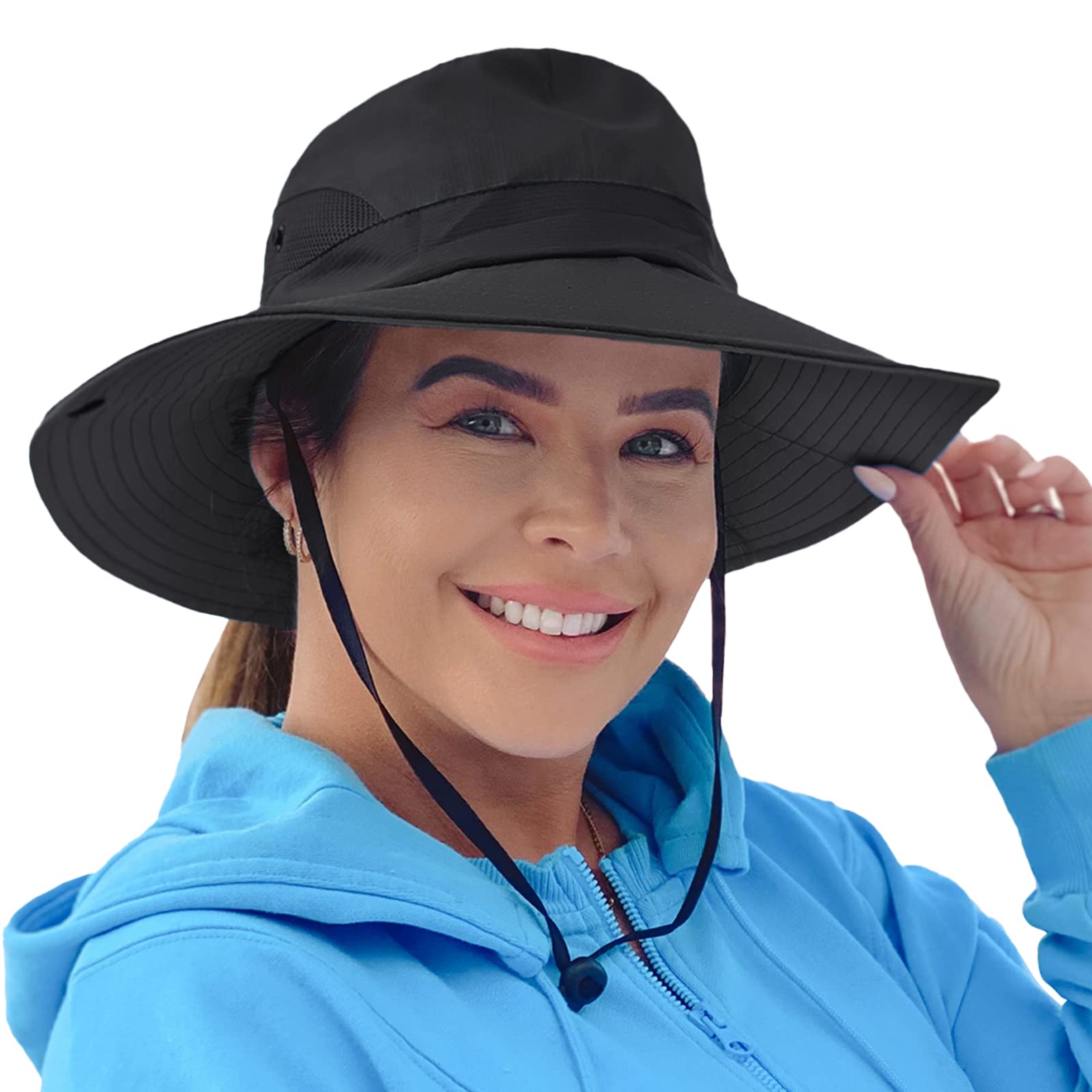 Women's Sun Hat with Brim & Ponytail Hole - UV Protection Boonie Hat for Outdoor, Garden, Beach & Fishing - Perfect for Summer Activities, Travel & Sun Protection