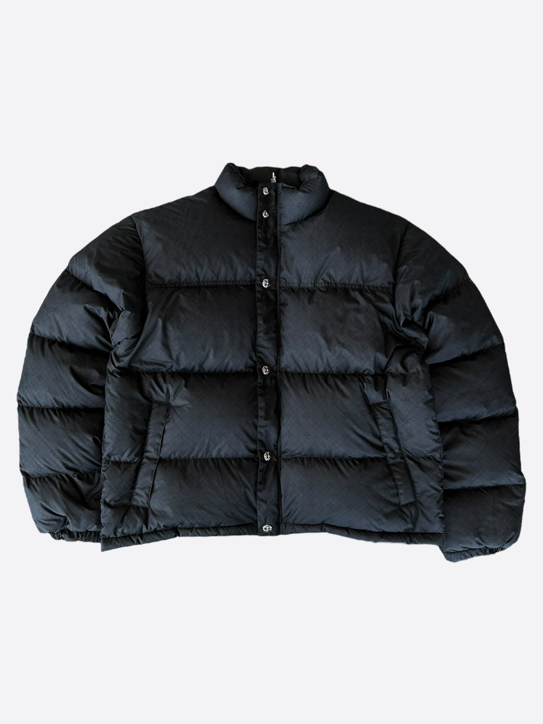 Chrome Hearts Black Cross Jacquard Puffer Jacket - Stylish Winter Coat for Men & Women | Perfect for Streetwear Fashion & Cold Weather Outfits