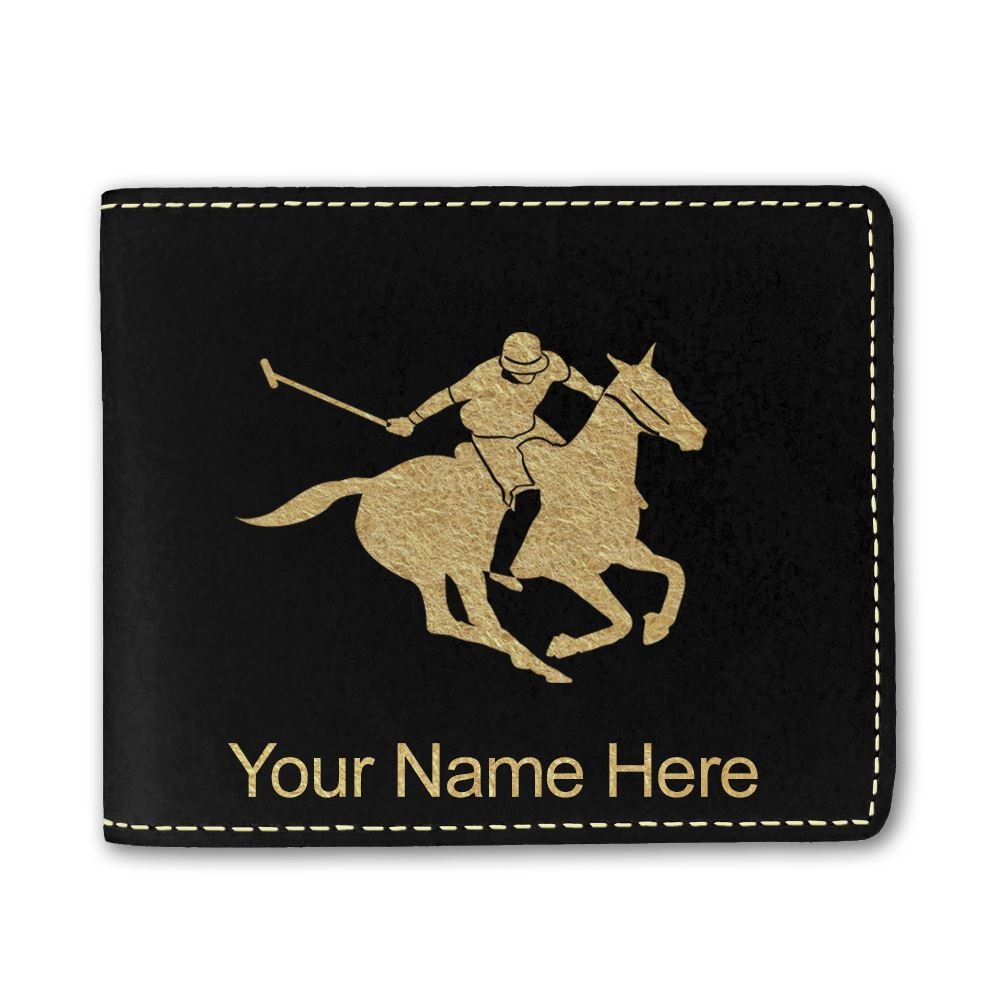 Premium Faux Leather Wallet with Polo Player Design - Custom Engraving for Men & Women - Perfect for Gifts, Travel & Everyday Use