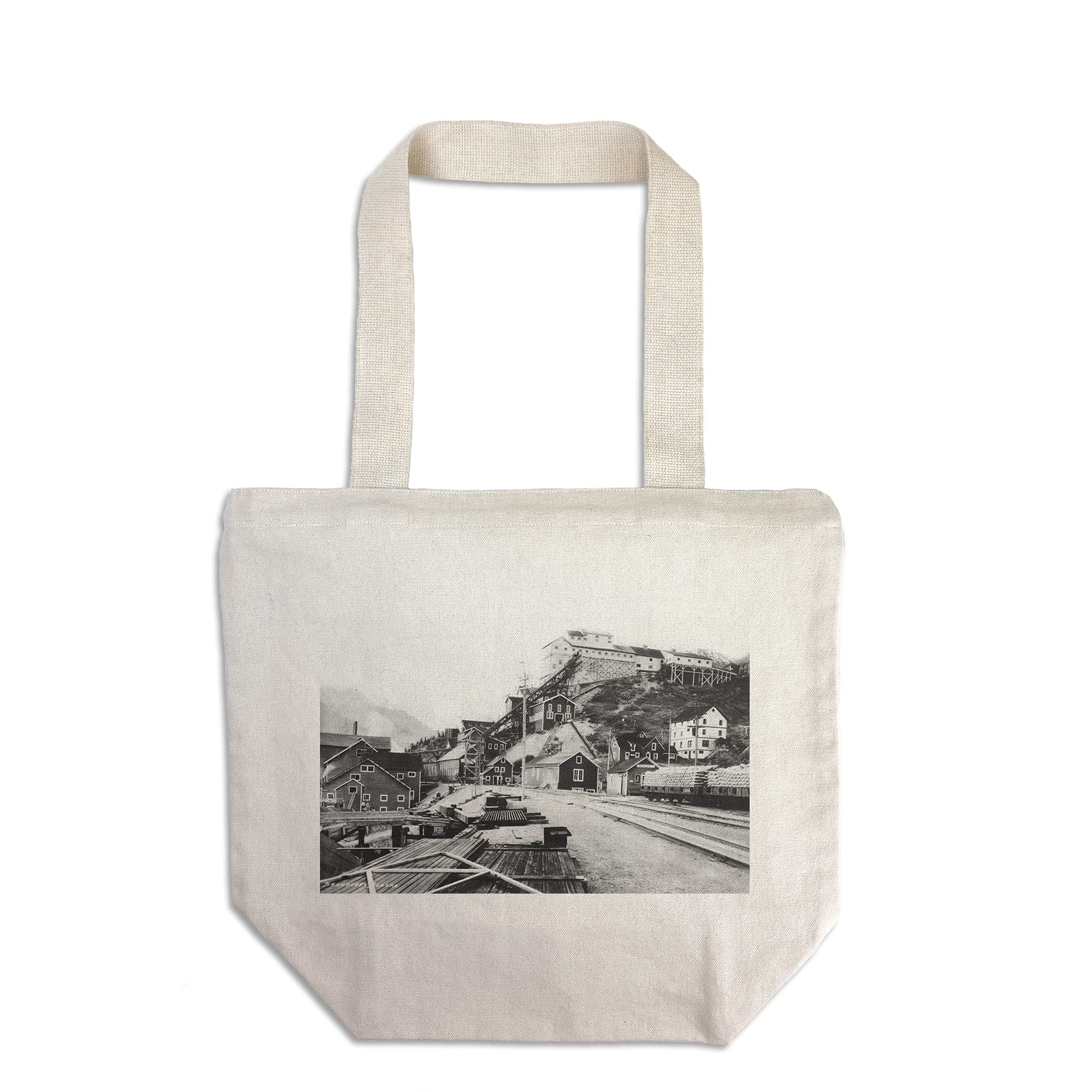Kennecott Alaska Town View Tote Bag - 100% Cotton Canvas Reusable Shopping Bag for Groceries, Beach & Travel