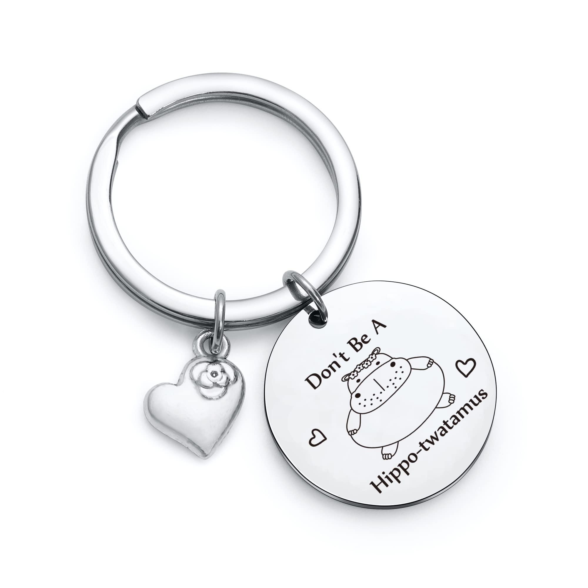 RSZOTW Hippo-Themed Charm Keychain - Cute Hippopotamus Jewelry Gift for Animal Lovers - Perfect for Keyrings, Bags & Gifts