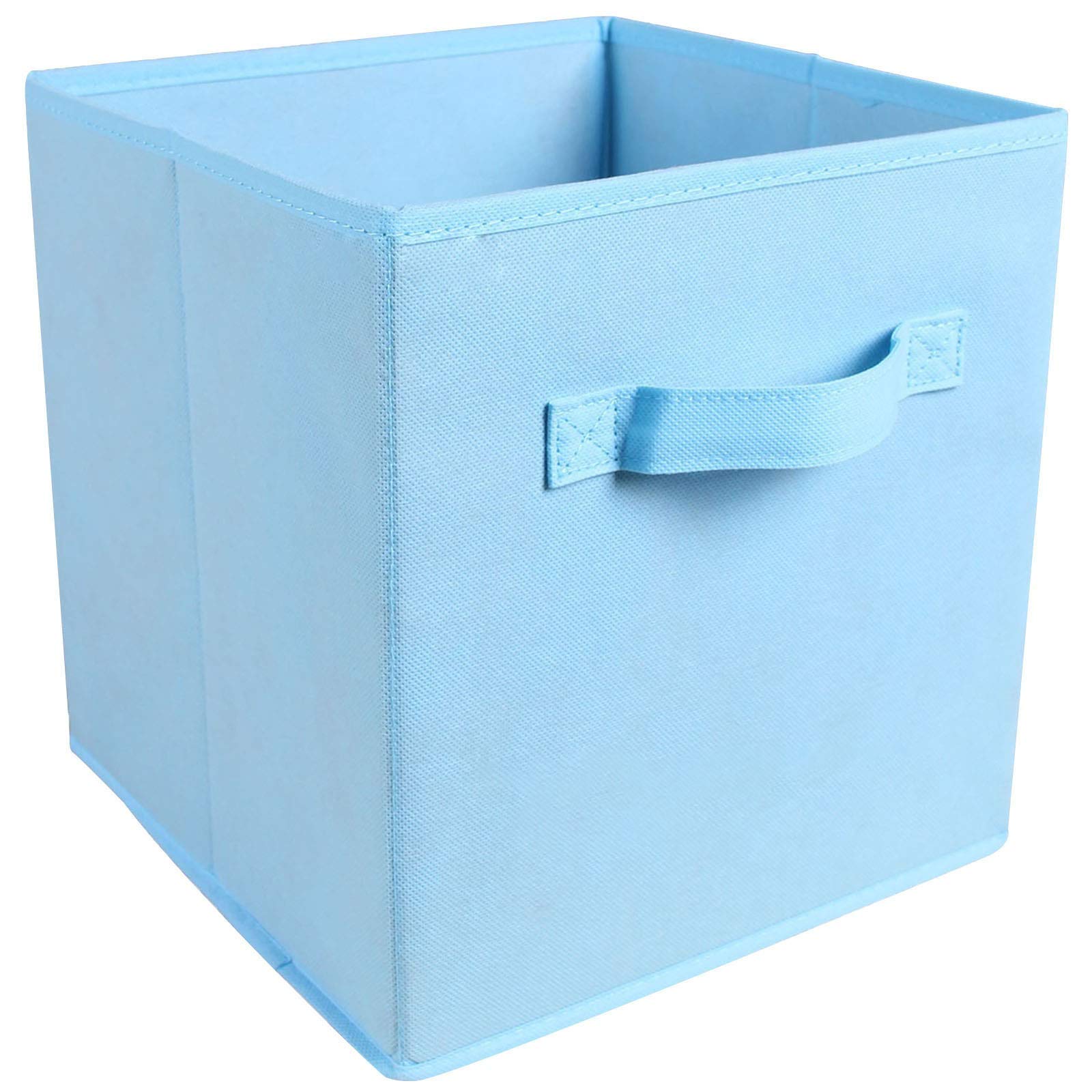 Foldable Storage Cube Basket - Portable Square Organizer Box for Toys, Clothing, Books | No Lid Collapsible Bin for Office, Bedroom, Nursery | Sky Blue Home Organization Solution - Perfect for Closet Storage, Kids' Room & Small Space Organization