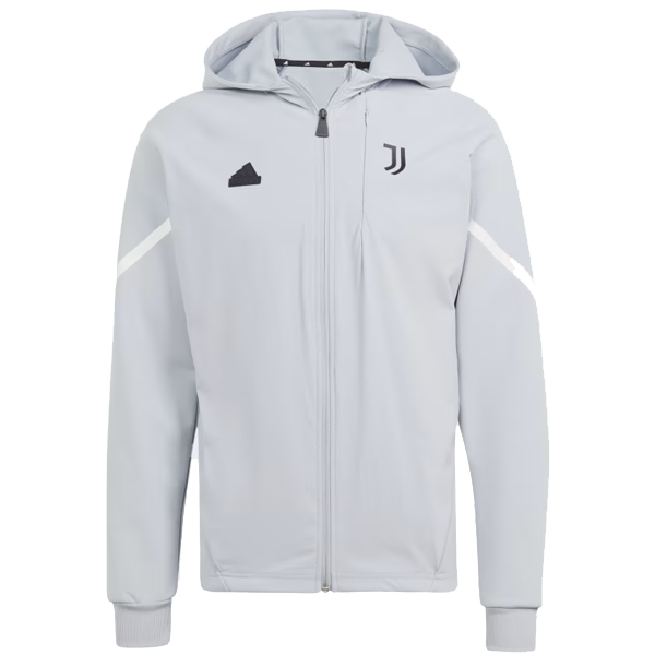 adidas Juventus D4GMD Full Zip Hoodie 23/24 - Halo Silver - Men's Soccer Training Jacket for Fans & Players - Perfect for Match Days & Casual Wear