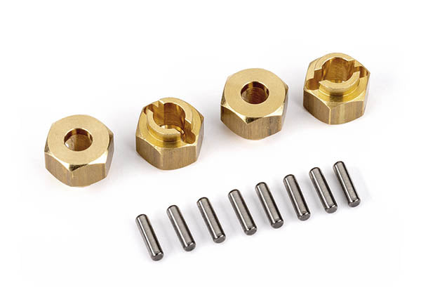 7mm Hex Brass Wheel Hubs with Axle Pins - Durable Metal Hub for RC Cars, Trucks, and DIY Model Vehicles - Perfect for Off-Road Racing and Custom Builds