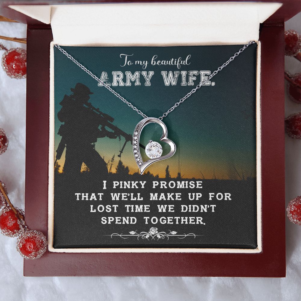 Army Wife Gift - Forever Love Necklace with Cubic Zirconia - Military Spouse Jewelry - Perfect for Deployment, Homecoming & Military Appreciation Gifts