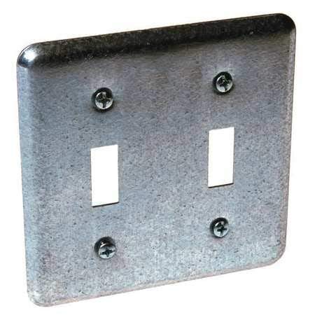Electrical Box Cover for 2 Toggle Switches - Durable Metal Wall Plate with Standard Size - Perfect for Home, Office & Commercial Electrical Installations