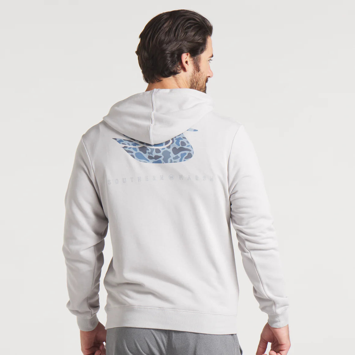 Southern Marsh Duck Originals Surfside Light Gray Hoodie for Men - Comfortable Pullover Sweatshirt for Surfing, Beach & Casual Wear