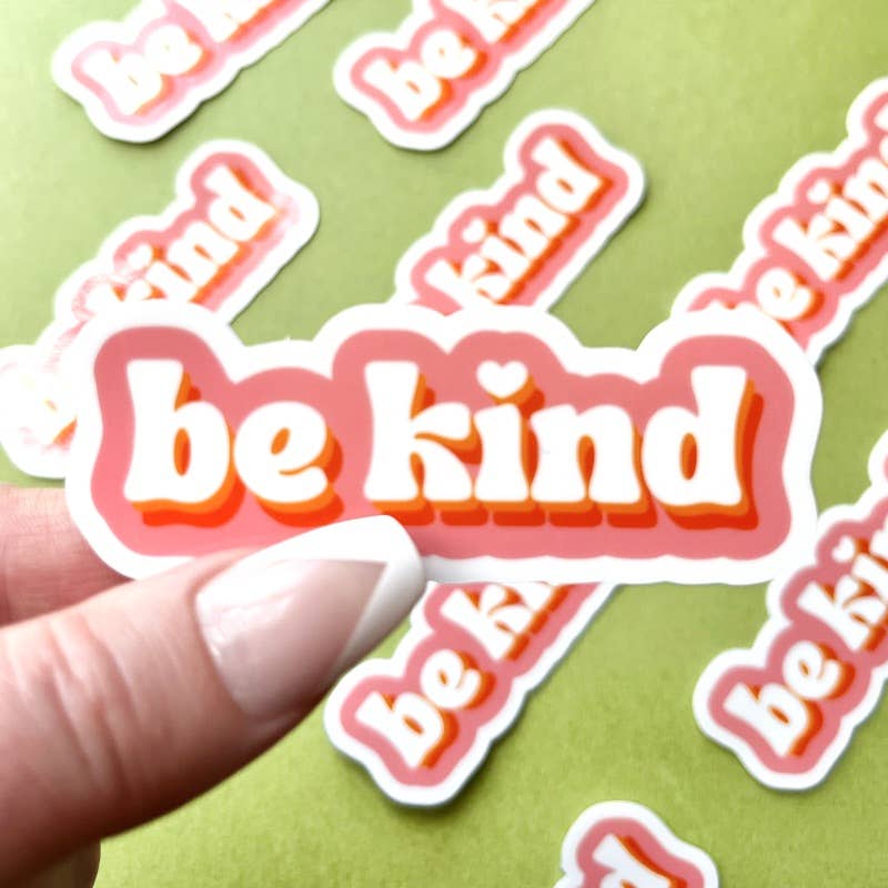 Be Kind Vinyl Sticker - Waterproof & Durable Decal for Laptops, Cars, Water Bottles - Motivational & Inspirational Quote Sticker for Home, Office, School