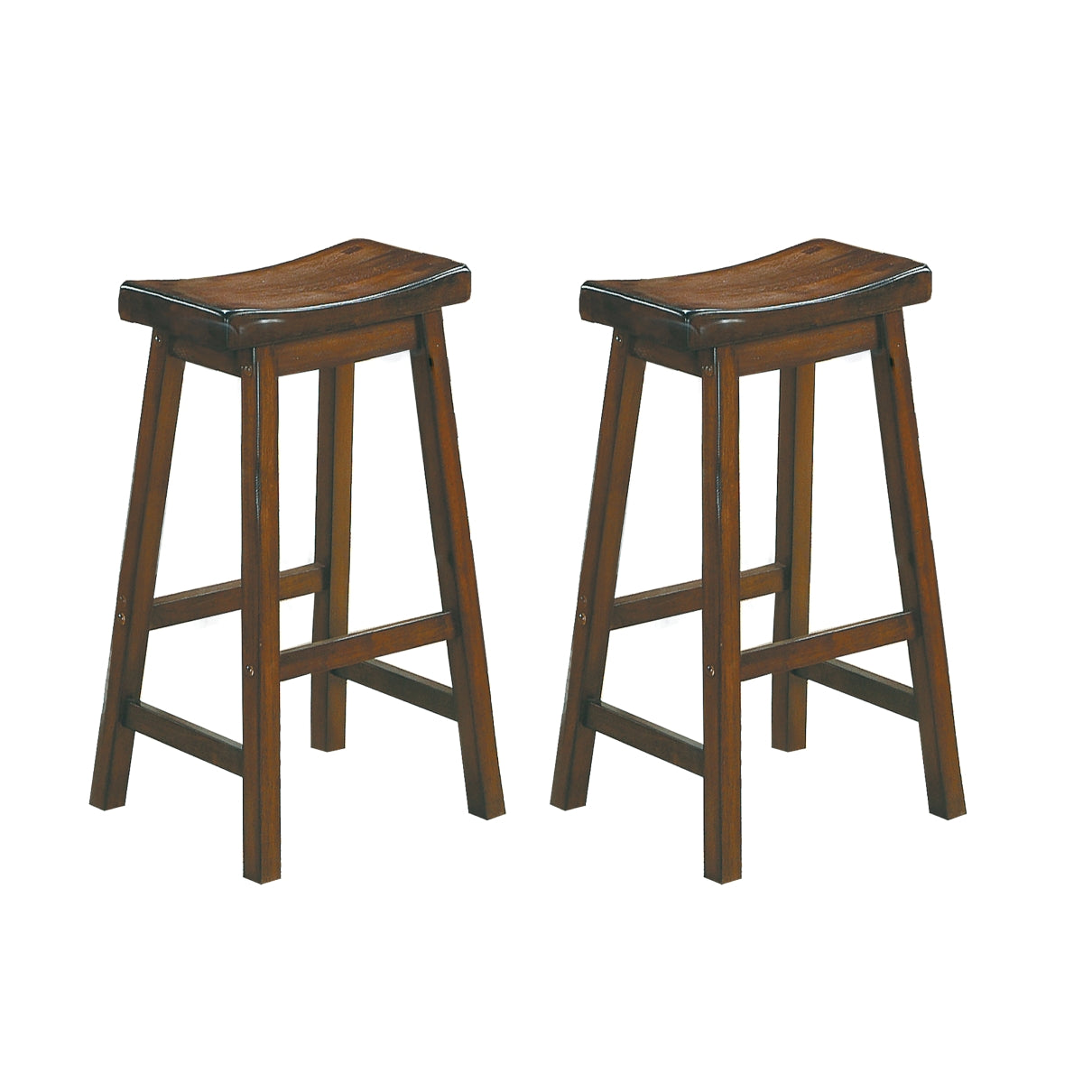 Cherry Finish Pub Height Bar Stools - Solid Wood Frame, Set of 2 - Perfect for Kitchen Islands, Breakfast Nooks & Home Bars