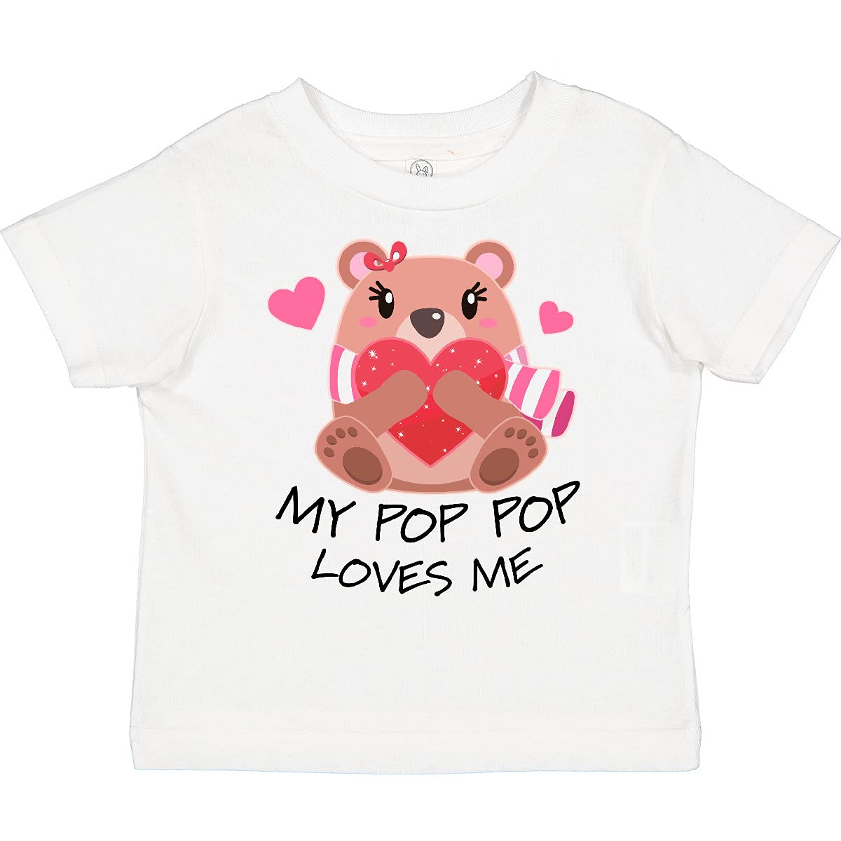 Inktastic My Pop Pop Loves Me - Bear and Hearts Toddler T-Shirt | Cute Graphic Tee for Grandkids | Perfect for Family Photos, Playdates & Special Occasions