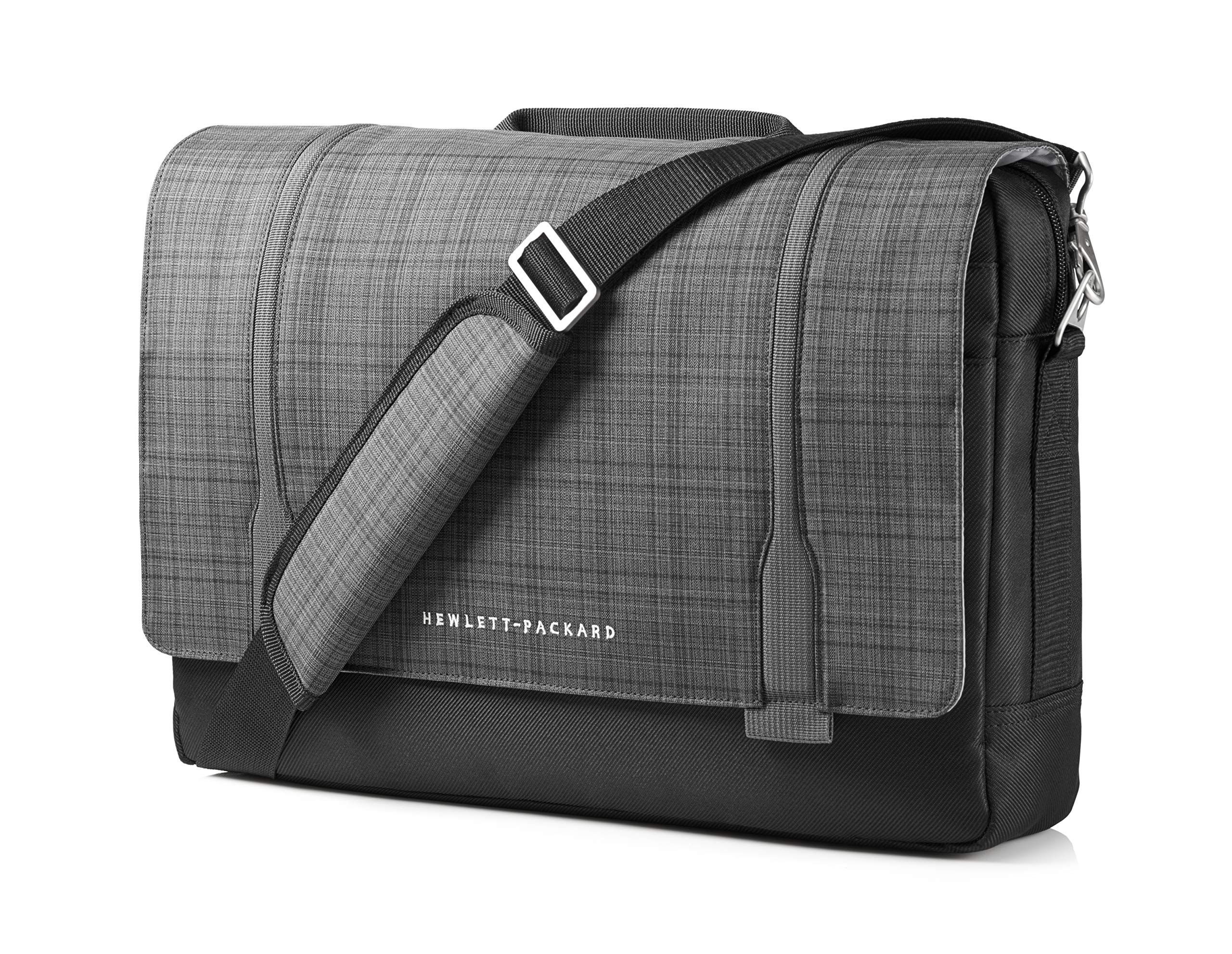 HP F3W14AA 15.6 Inch Laptop Messenger Bag - Slim Ultrabook Briefcase for Business & Travel, Water-Resistant Black & Gray Carrying Case - Perfect for Commuting, Office Work & College Students