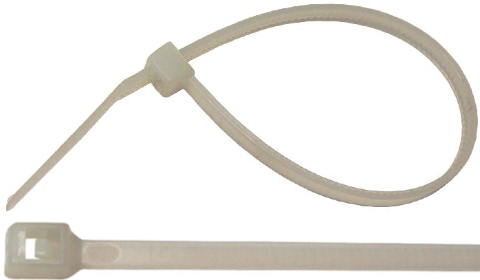 PM V7066PT White 6-Inch Nylon Cable Ties (50lb Tensile Strength) - Perfect for Home, Office & Industrial Wire Management