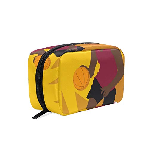 ILEEY Abstract Basketball Player Cosmetic Bag - Waterproof Makeup Pouch for Women | Travel Toiletry Organizer | Gym, Sports, School Essentials Case