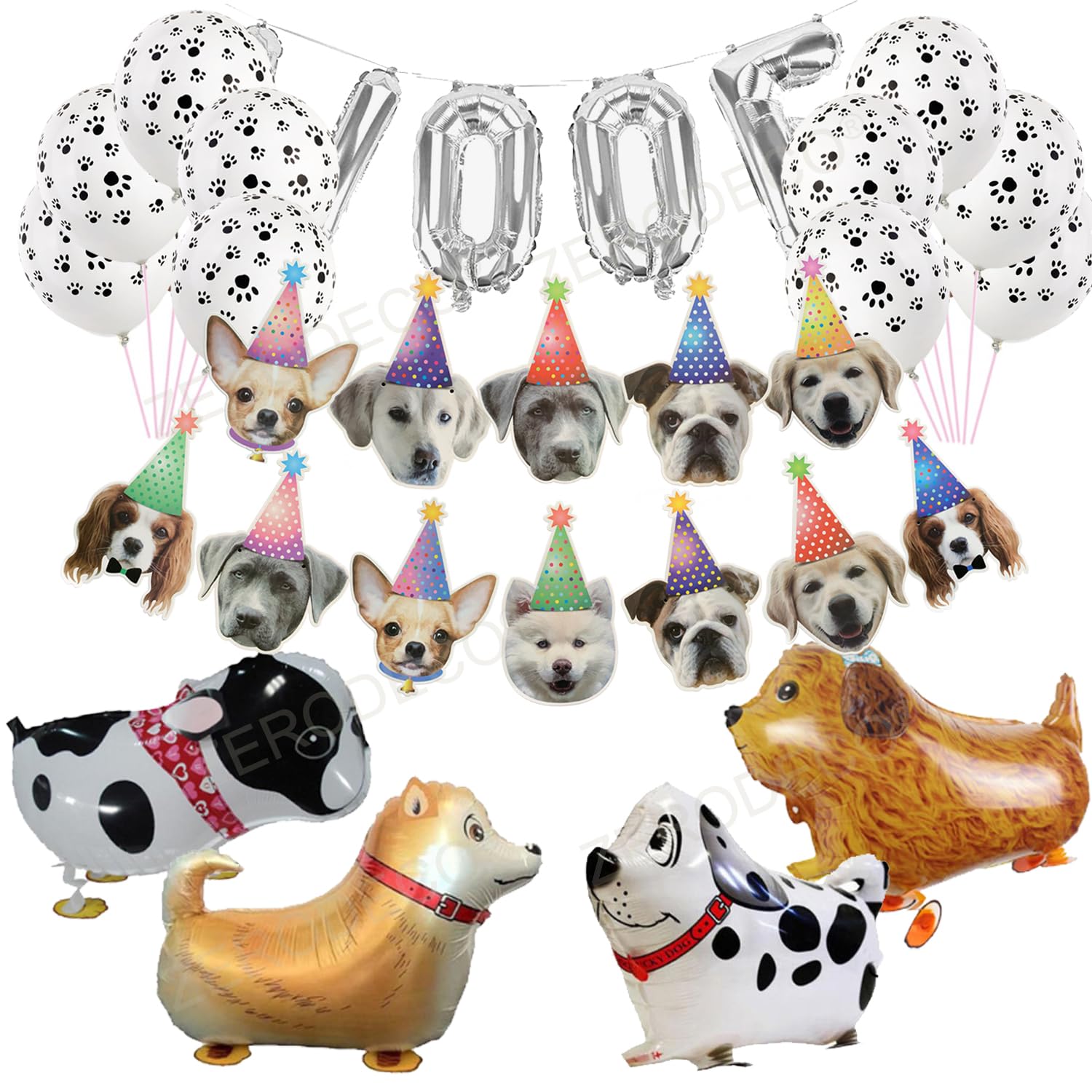 ZERODECO Dog Birthday Party Decorations Set - Cute Balloon Dog Bandana Scarf & Birthday Hat with Banner for Pet Dog Party Supplies | Perfect for Puppy Birthday Celebrations & Dog-Themed Events