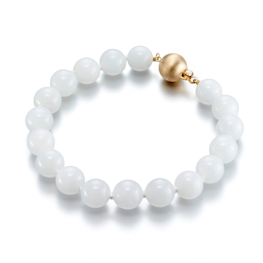 10mm White Jade Bracelet for Women - Natural Stone Healing Crystal Jewelry - Elegant Adjustable Bangle for Meditation, Yoga & Spiritual Gifts