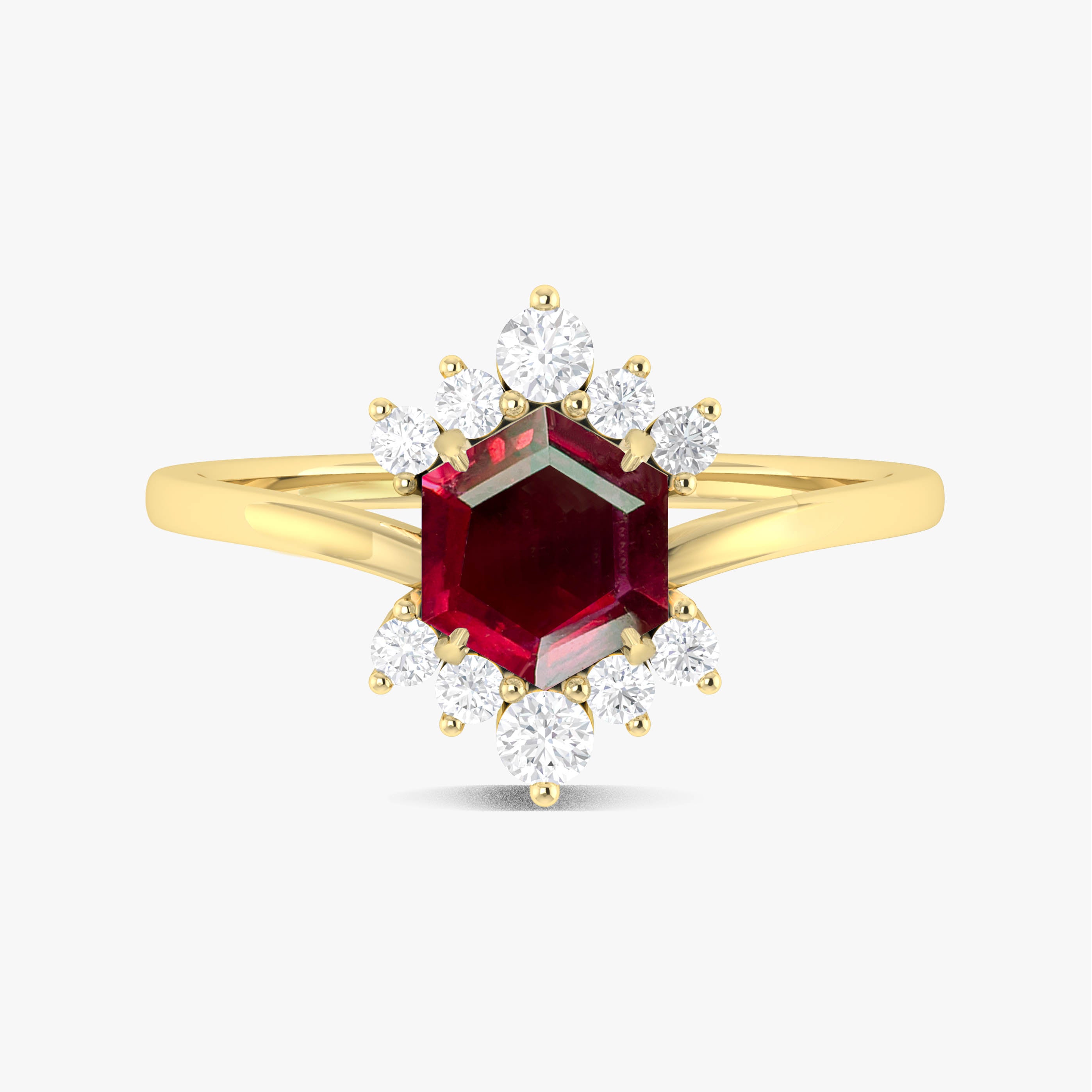 Natural Red Ruby Hexagon Gemstone Ring for Women - Elegant Vintage Jewelry Gift for Birthday, Anniversary & Special Occasions