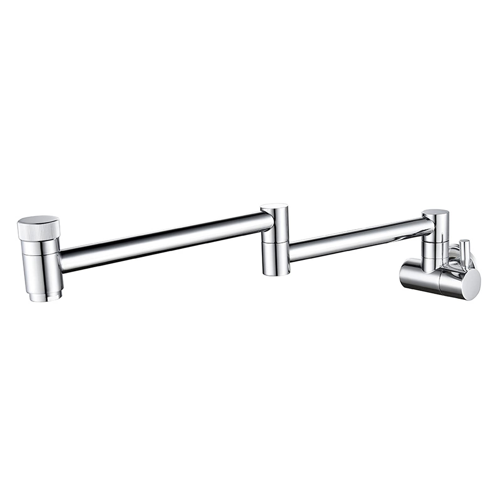 TANKE Wall Mounted Brass Folding Stretchable Kitchen Faucet - Cold Water Double Joint Swing Arm Chrome Pot Filler for Modern Kitchens