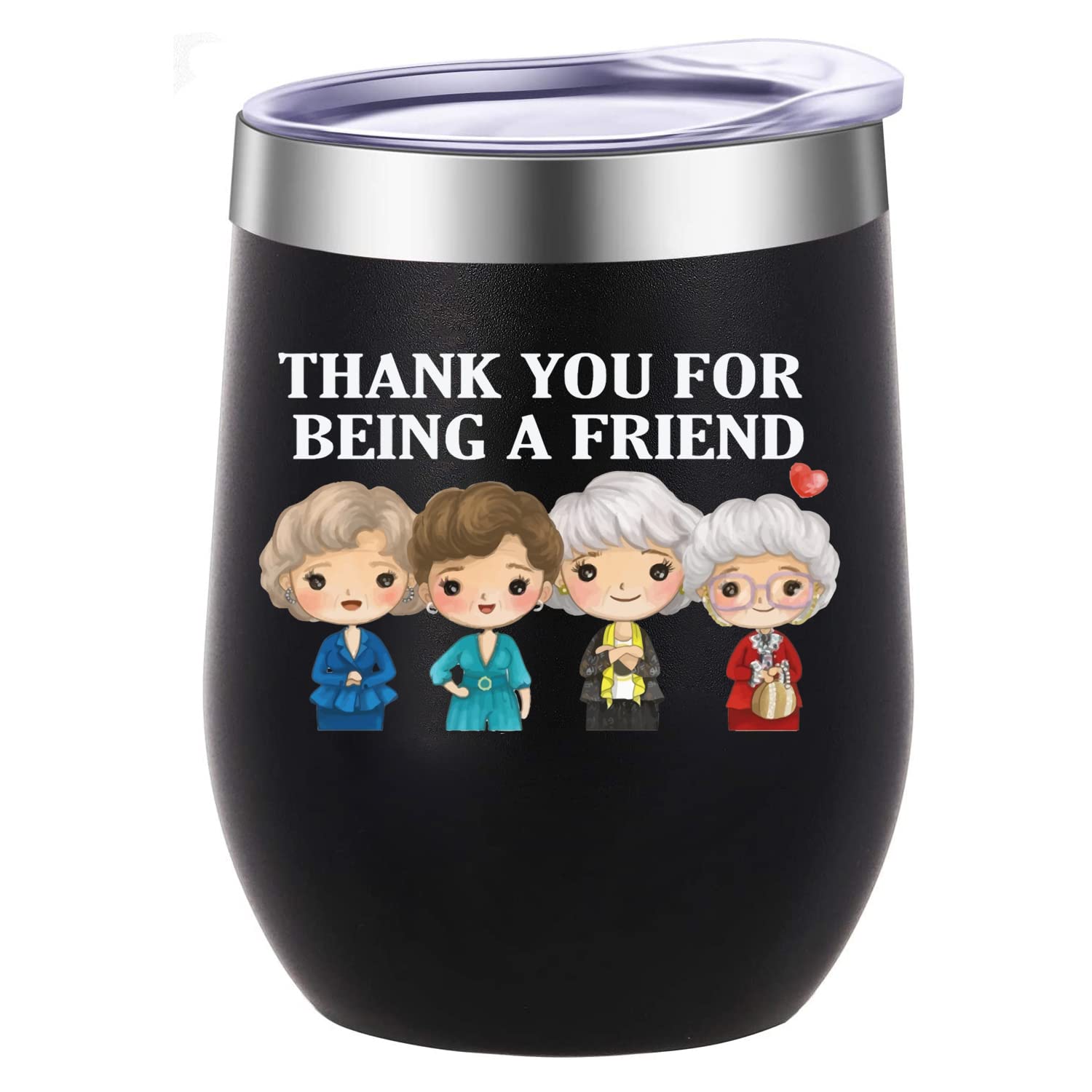 Golden Merchandise Best Friend Gifts - 12OZ Black Coffee Tumbler with Lid - Thank You Gift for Women, Besties, Sisters - Birthday Present Idea - Perfect for Office, Home & Travel Use