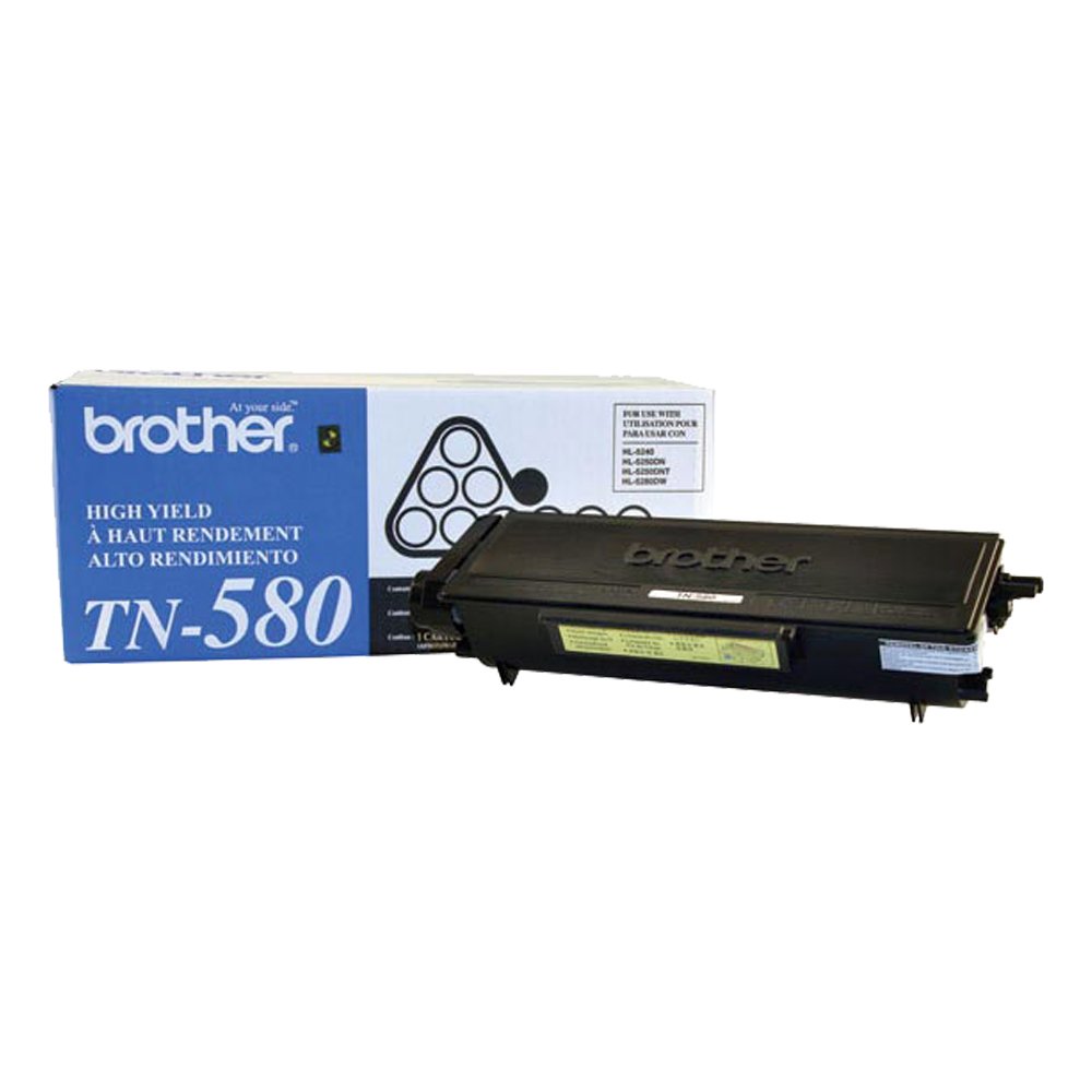 Brother TN580 High-Yield Black Toner Cartridge - Compatible with Brother Printers | Retail Packaging | Ideal for Office & Home Printing