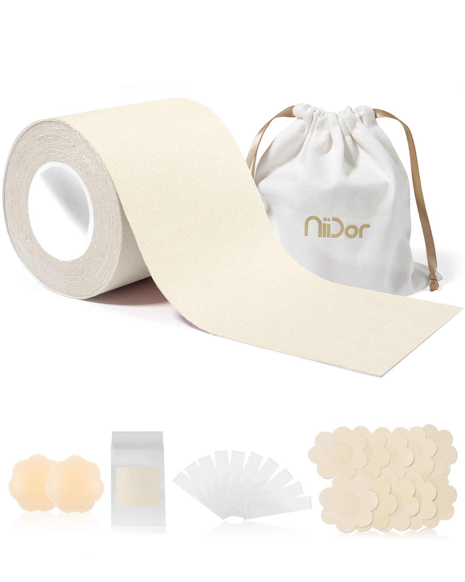 Niidor Boob Tape - Invisible Breast Lift Tape for Women | Breathable & Sticky Adhesive | Perfect for Backless Dresses, Strapless Tops & Swimwear