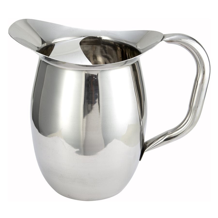 Winco 2 Qt Stainless Steel Bell Pitcher with Ice Guard - Perfect for Iced Tea, Lemonade & Cold Beverage Serving at Parties, Restaurants & Outdoor Gatherings