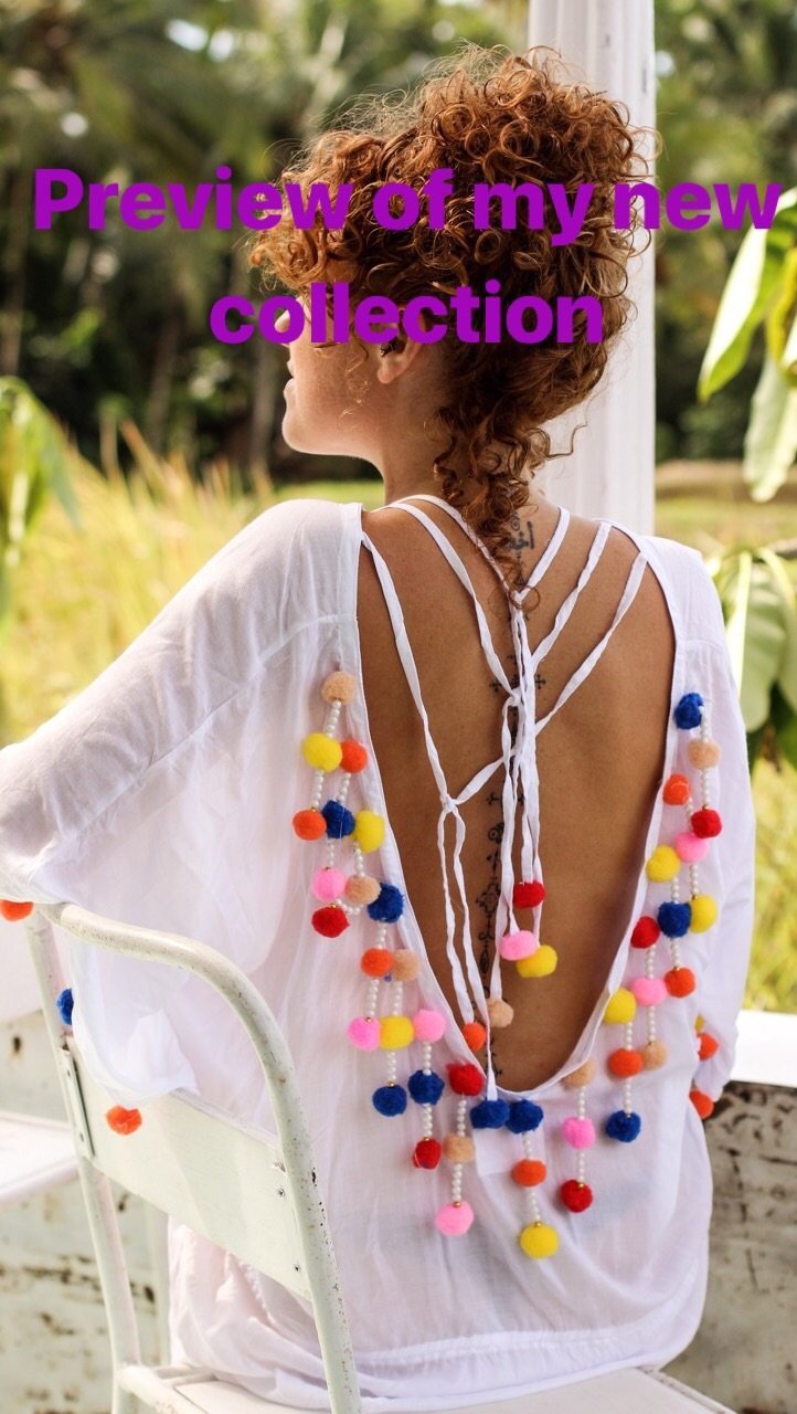Ibiza Tunica Dress with Pompom Trim in White - Perfect for Beach Vacations, Summer Parties & Boho Fashion
