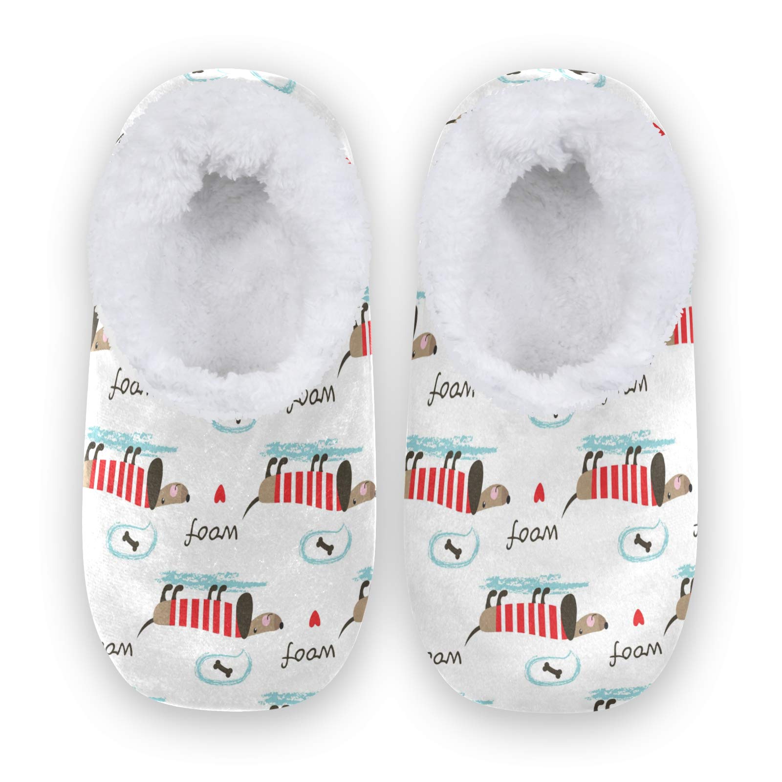 Cozy Striped Dachshund Dog Slippers - Soft Coral Fleece Fuzzy House Shoes for Women, Men, Girls & Boys - Indoor/Outdoor Wear for Winter Comfort & Cute Home Fashion