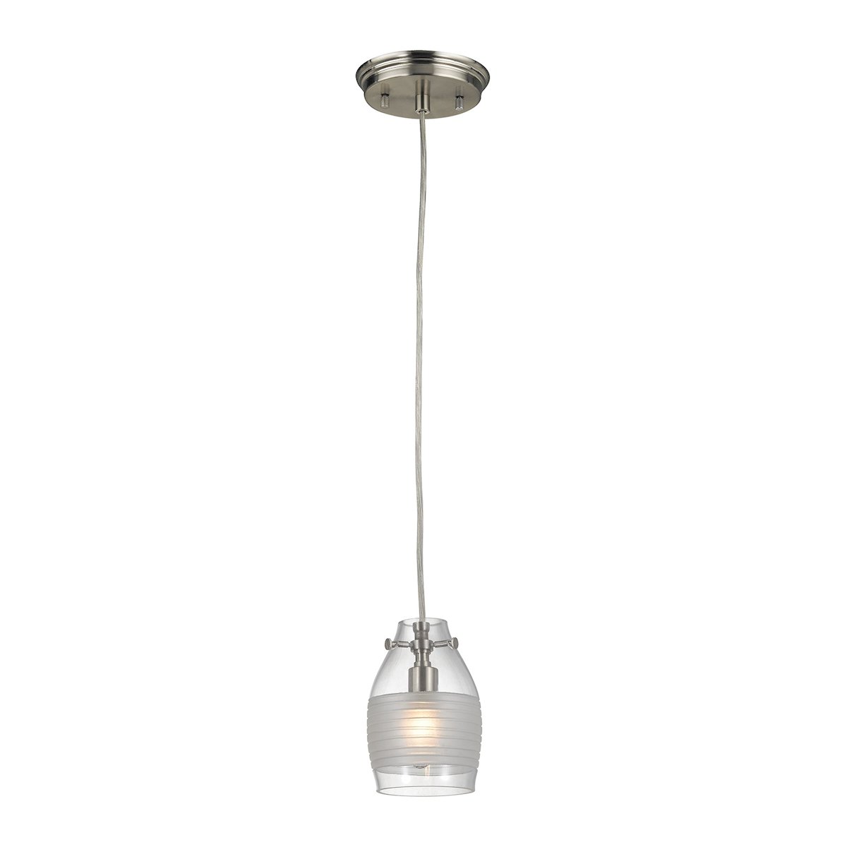 Brushed Nickel Carved Glass 1-Light Mini Pendant with Frosted Shade - Perfect for Kitchen Island, Dining Room, or Entryway Lighting