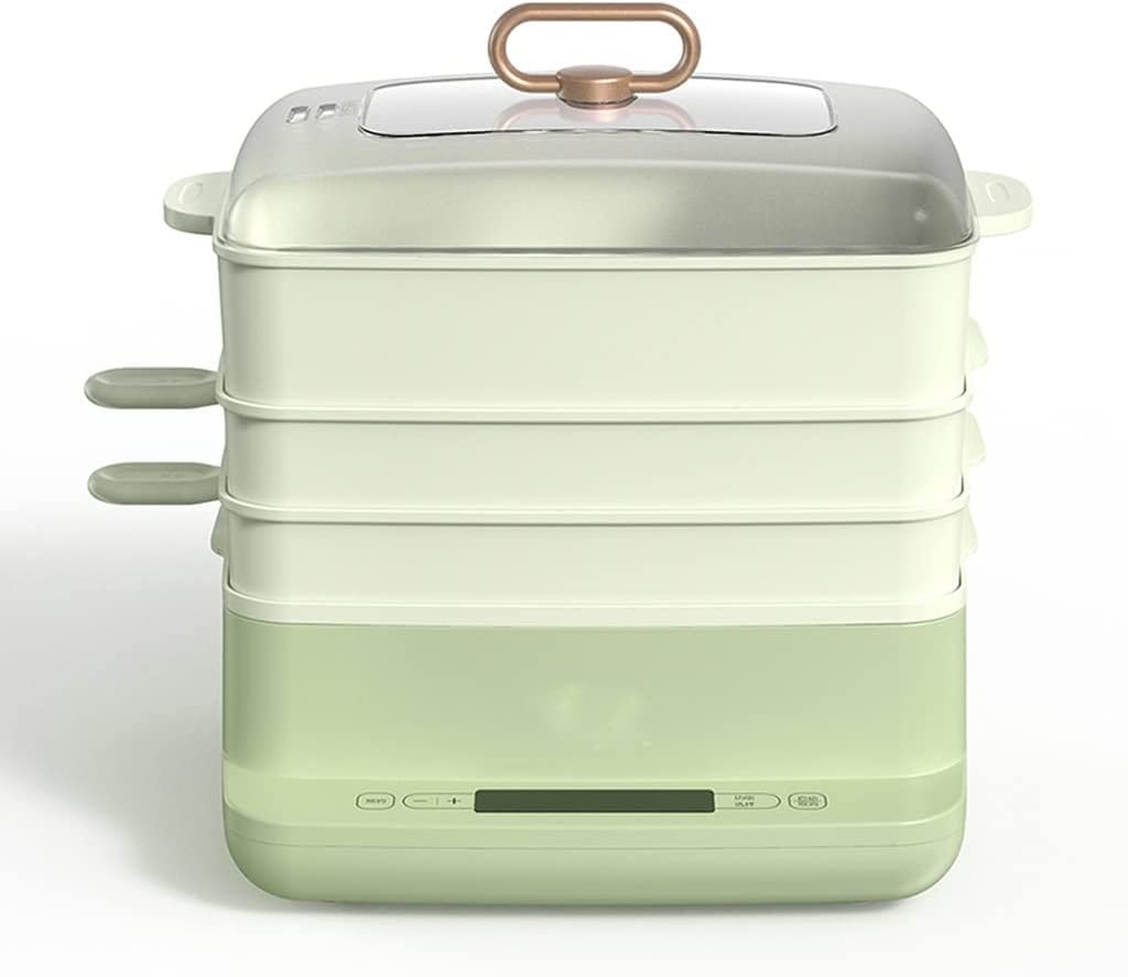 ADAPEY Electric Food Steamer for Rice, Noodles & Vegetables | 2-Tier Household Steamer with Timer | Perfect for Healthy Breakfast & Meal Prep | Compact Kitchen Appliance for Small Spaces