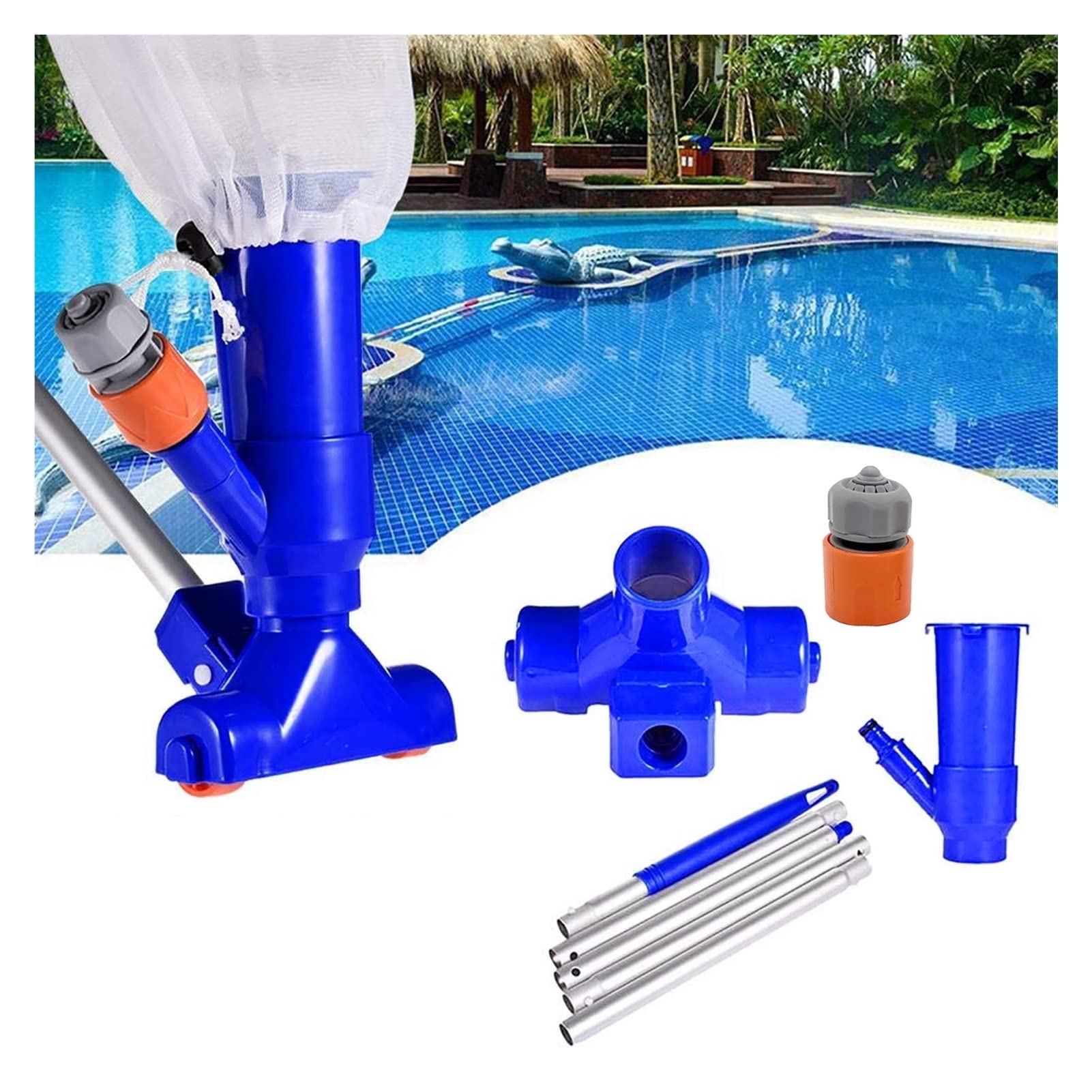 Portable Swimming Pool Vacuum Cleaner Set - Pool Vacuum Brush & Suction Head for Cleaning Ponds, Fountains, Spas - Easy Pool Maintenance Tools for Home & Backyard Use