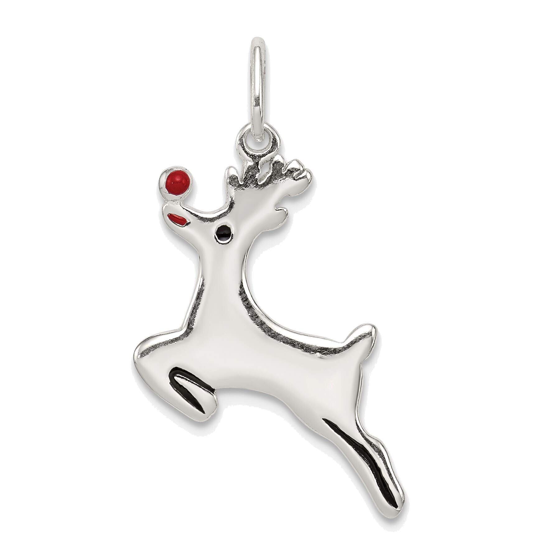 Sterling Silver Reindeer Pendant - Elegant Enamel Jewelry for Christmas Gifts