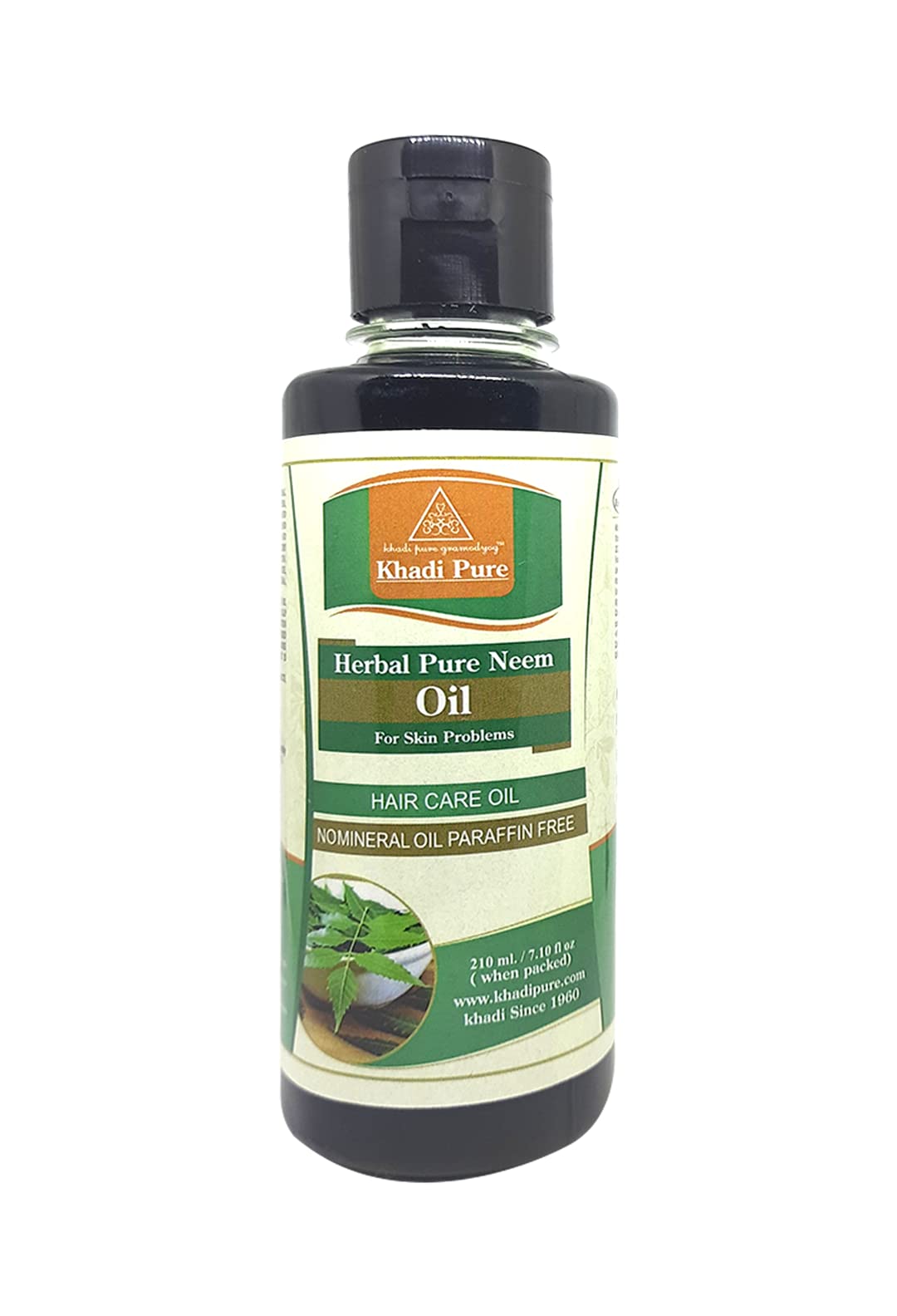 Khadi Pure Herbal Neem Oil for Hair Growth & Scalp Care - 210ml | Natural Ayurvedic Treatment for Dandruff, Dry Scalp & Hair Fall | Perfect for Daily Hair Care Routine