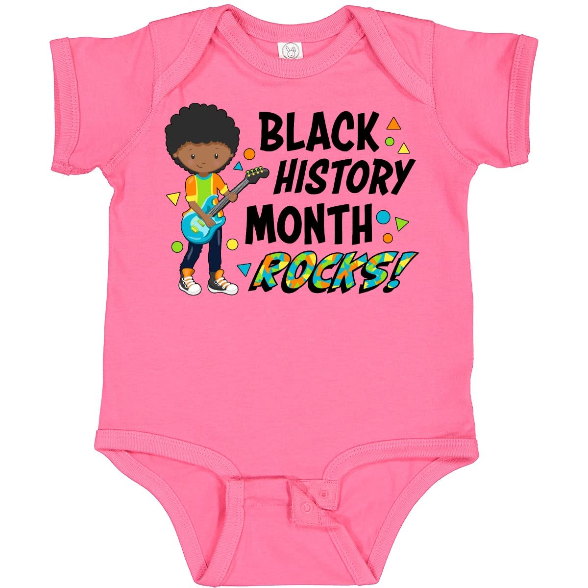 Inktastic Black History Month Rocks - Boy with Guitar Baby Bodysuit | Cute African American Infant Onesie for Music Lovers | Perfect for Black History Celebrations, Birthday Gifts & Family Photos