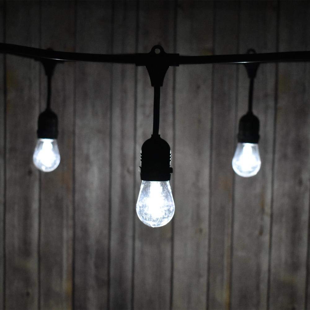 Fantado 48-Foot Outdoor LED String Lights - Shatterproof Cool White S14 Bulbs, 15-Light Commercial Grade Weatherproof String with SJTW Black Suspension Cord (10.5W) - Perfect for Patio, Garden, Wedding & Holiday Decorations