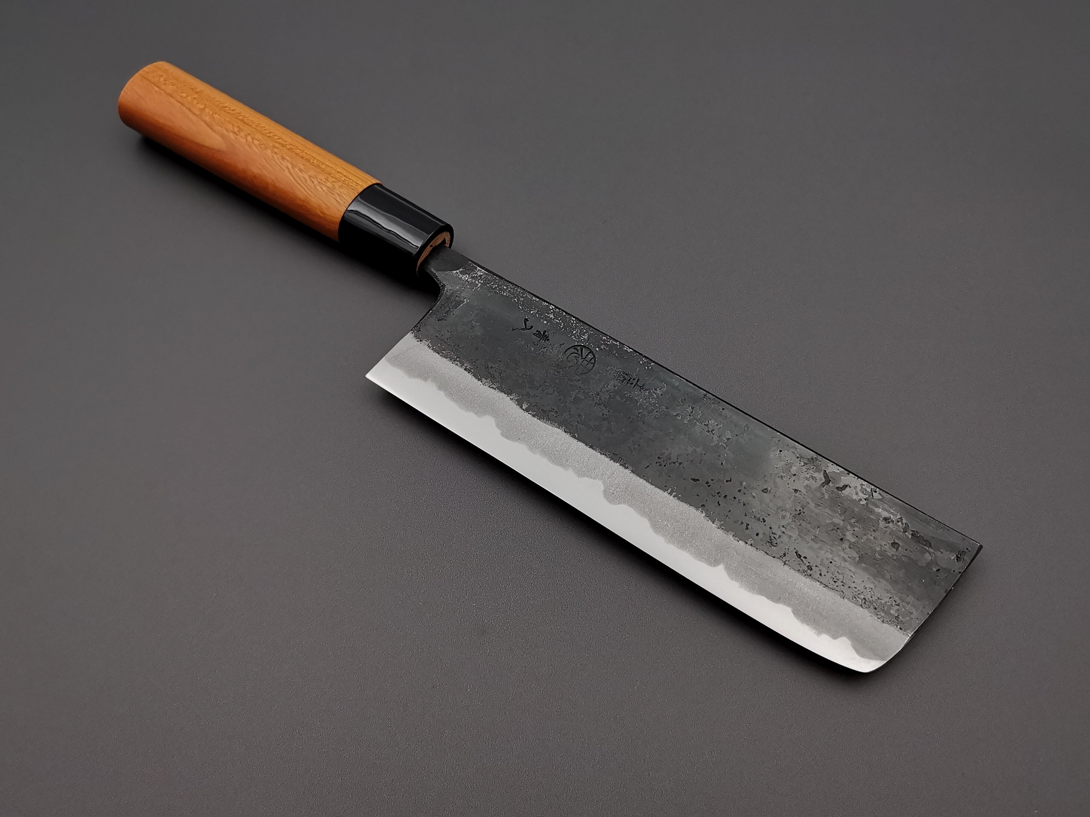 Premium Japanese Aogami Kurouchi Nakiri Knife by Kyohei Shindo - High Carbon Steel Kitchen Knife for Professional Chefs & Home Cooking - Perfect for Slicing Vegetables, Herbs & Sushi Prep
