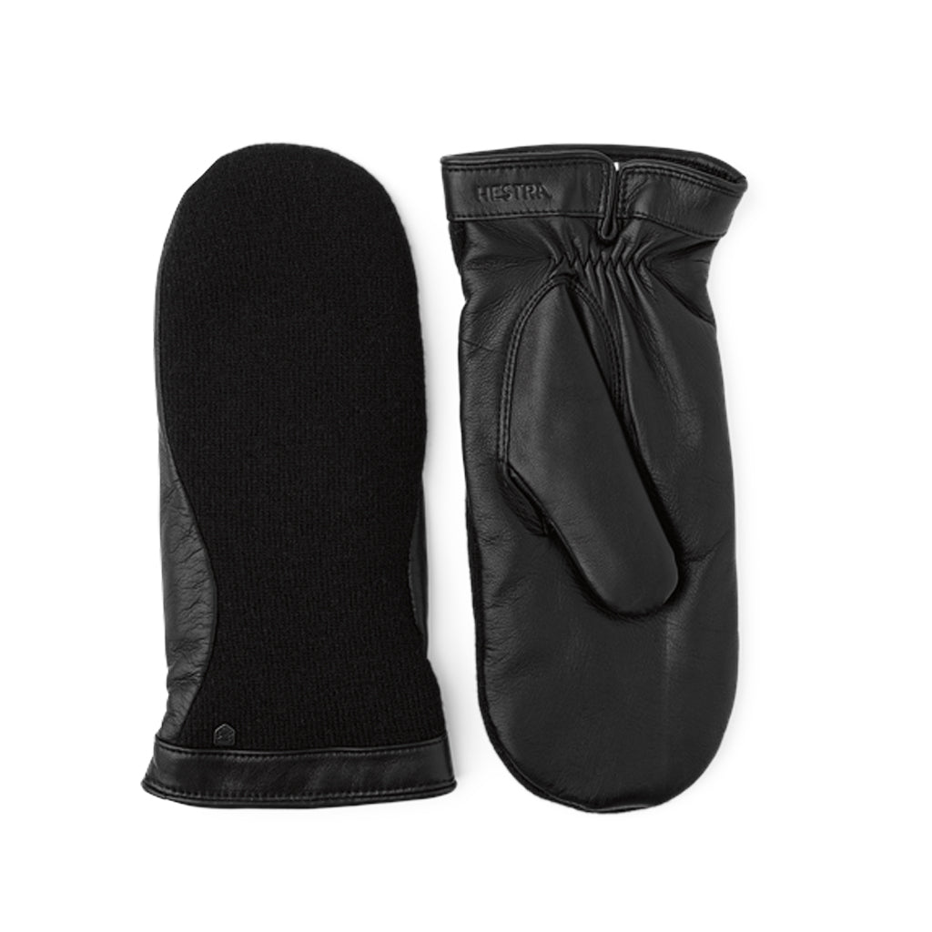 Hestra Women's Saga Mitten in Black/Black - Premium Winter Gloves for Outdoor Activities, Skiing, Snowboarding & Cold Weather Protection