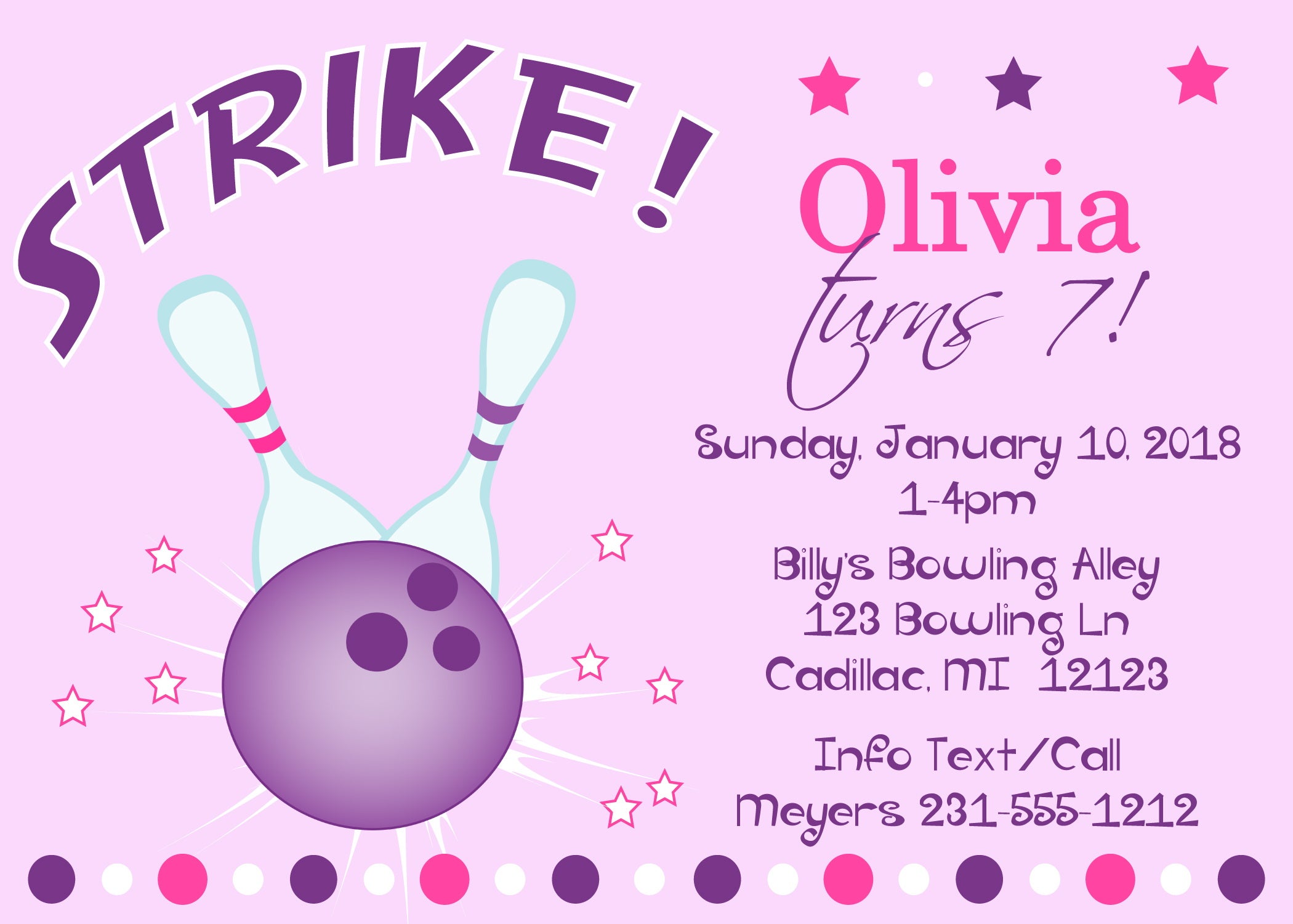Custom Bowling Party Invitations for Girls - Fun Birthday Invites for Bowling Themed Celebrations - Perfect for Kids' Birthday Parties & Team Events