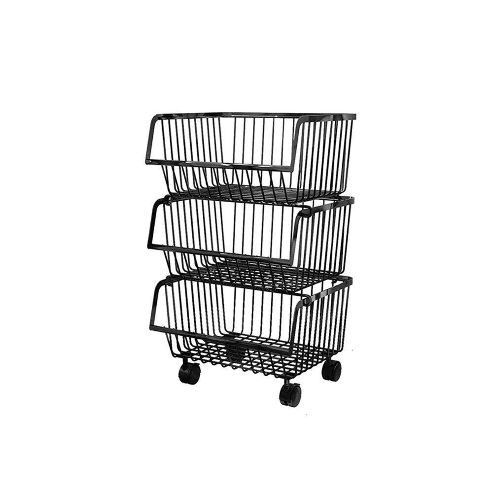 Stainless Steel Kitchen Storage Cart with Wheels - 3-Tier Metal Mesh Rolling Cart for Vegetables, Fruits & Pantry Organization (41x35x69cm) - Perfect for Small Kitchen, Apartment & Laundry Room Storage