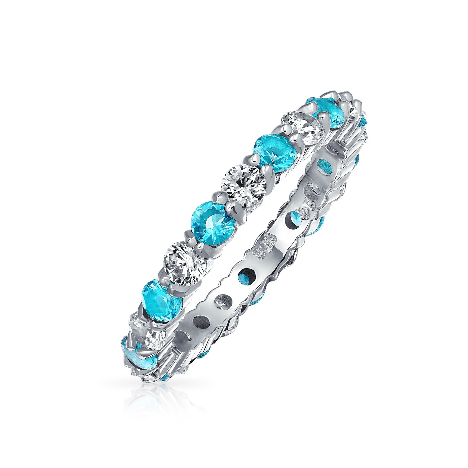 CZ Eternity Ring for Women - .925 Sterling Silver Stackable Birthstone Jewelry for Everyday Wear