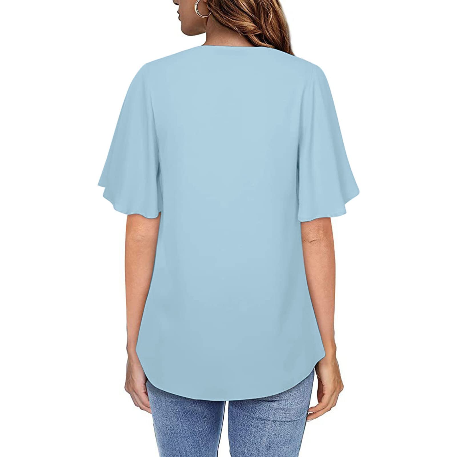 XINSHIDE Women's Green Short Sleeve Blouse with Floral Pocket - Elegant Casual Tops for Summer, Work, and Outdoor Activities