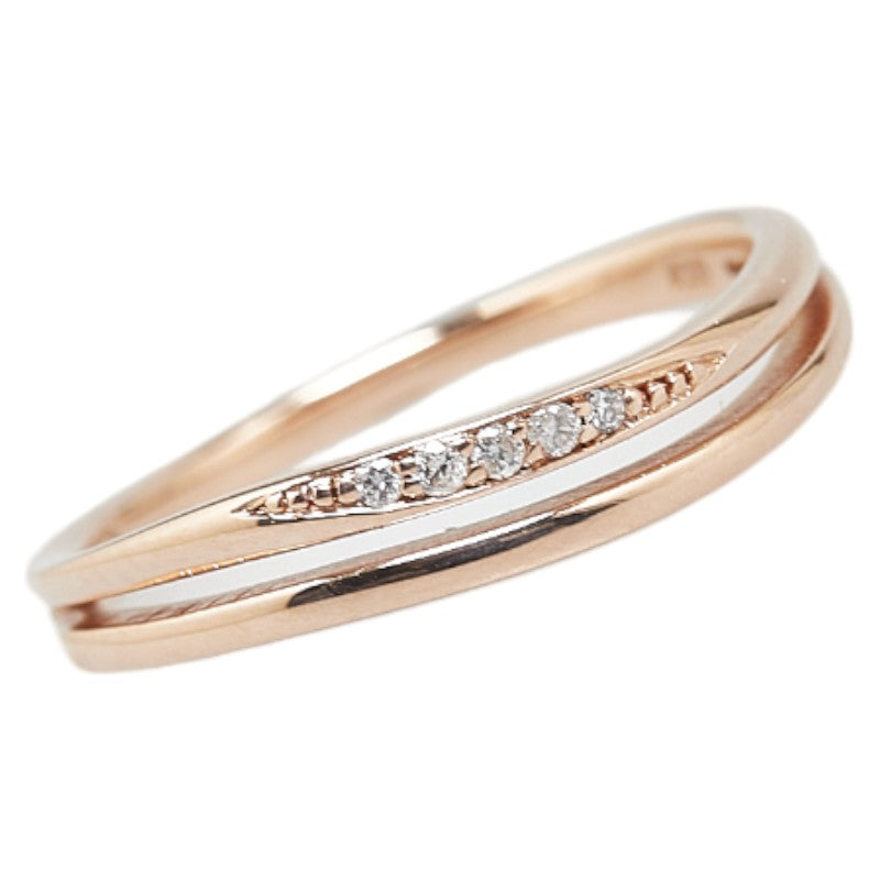 4℃ K10PG Pink Gold Diamond Line Ring - Elegant Women's Jewelry for Engagement, Wedding & Anniversary Gifts | Perfect for Everyday Wear & Special Occasions