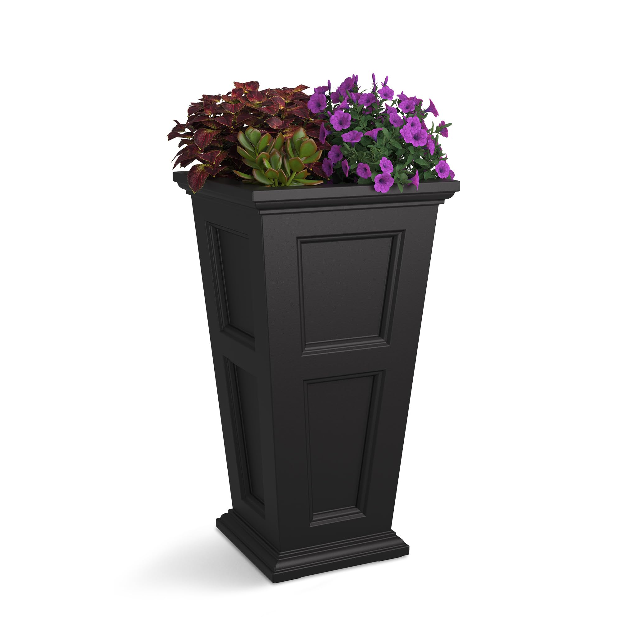 Mayne Fairfield 34-Inch Tall Self-Watering Planter - Weather-Resistant Indoor Outdoor Garden Pot for Flowers, Plants, Patio, Porch & Entryway - Durable Design for Home, Office & Commercial Spaces