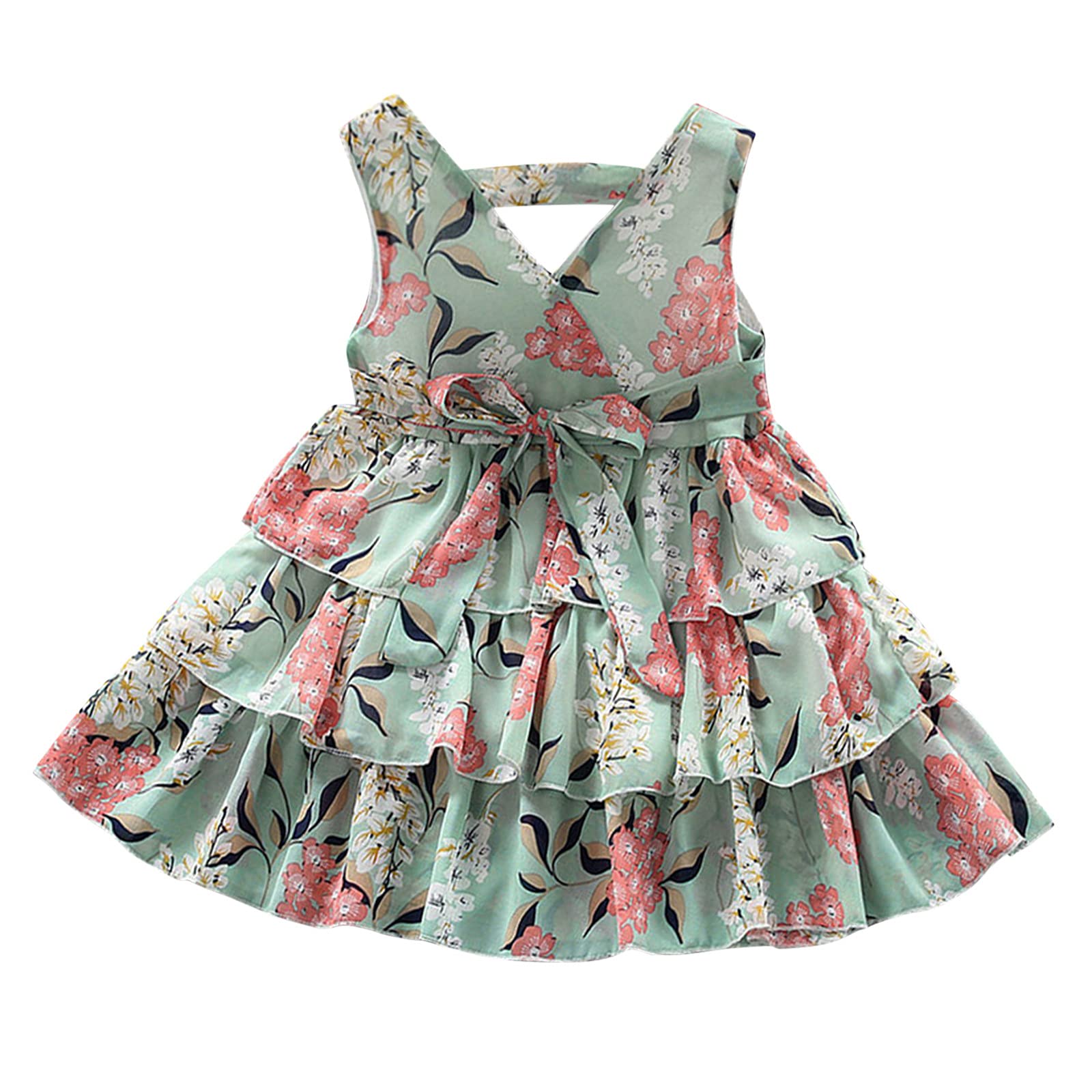 Hawaii Floral Princess Summer Dress for Toddler Girls - Sleeveless Beach Dress & Skirt Outfit | Perfect for Beach Vacations, Birthday Parties & Family Outings