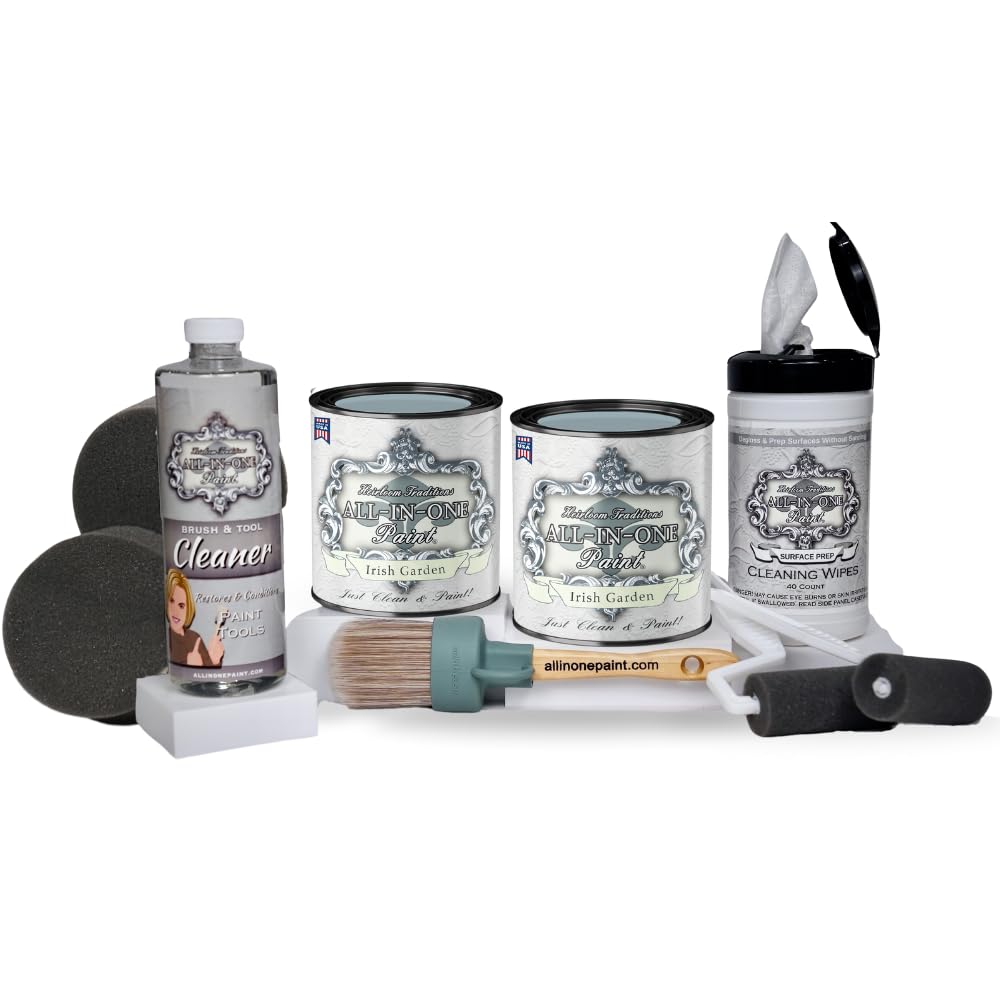 ALL-IN-ONE Paint Kit - 2 Quart Cabinet Paint Bundle with Tools - Irish Garden Green - Perfect for Kitchen Cabinets, Furniture & Home DIY Projects